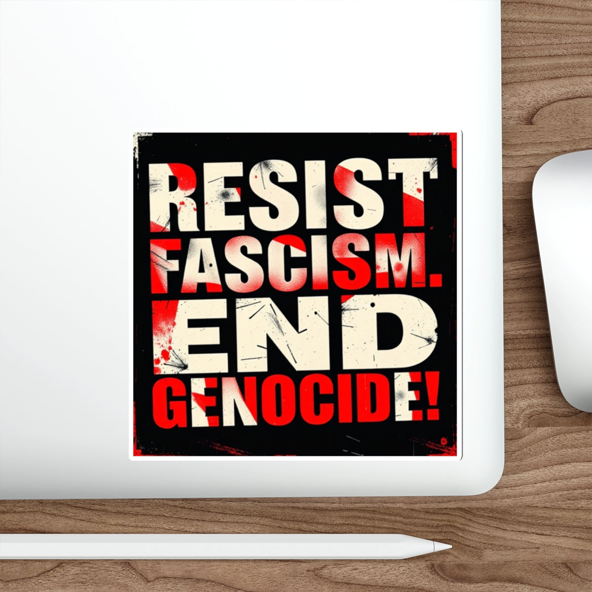 Die-Cut Stickers -  RESIST FASCISM. END GENOCIDE. - EqualiTees.Me