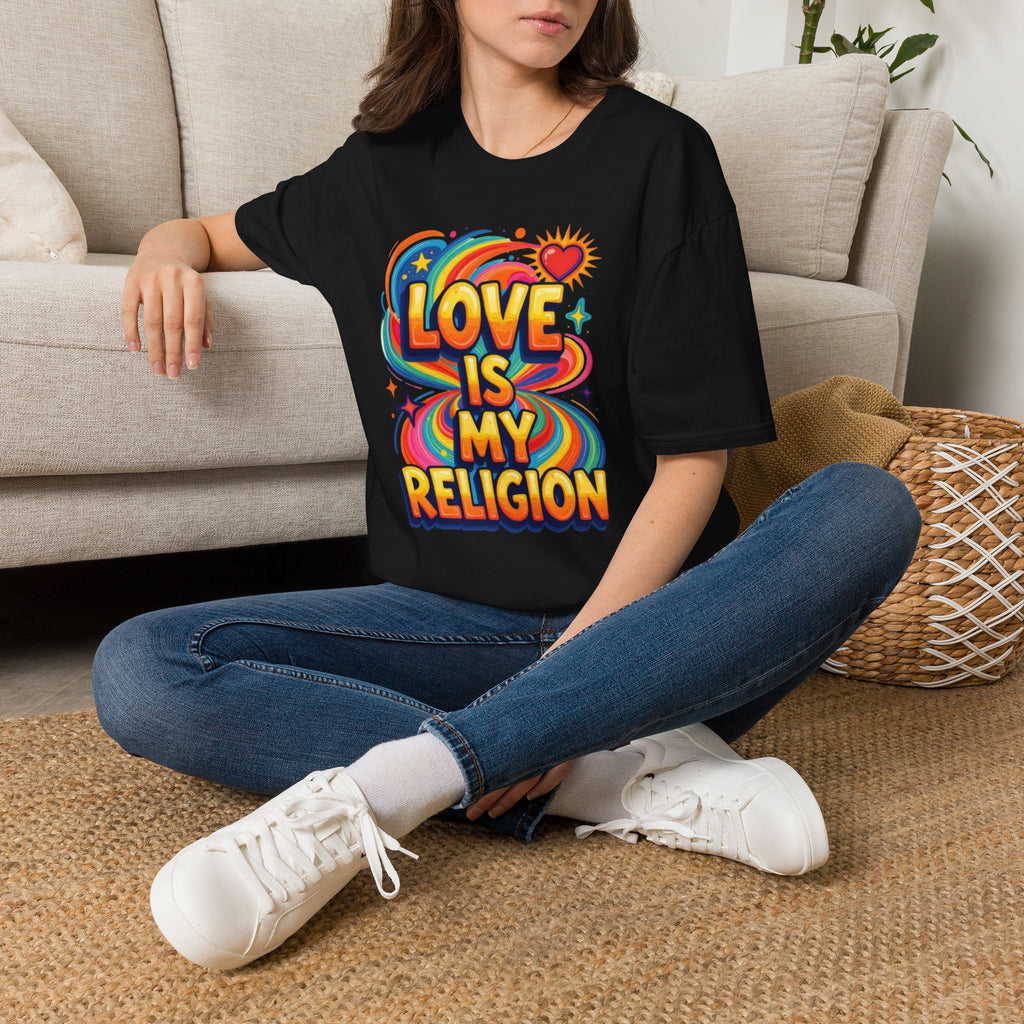 Love Is My Religion Retro Rainbow Graphic T-shirt