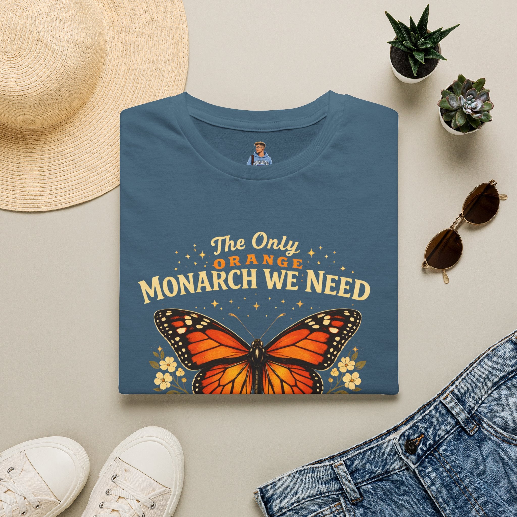 Monarch Butterfly T-Shirt — "The Only Orange Monarch We Need" No Kings Tee