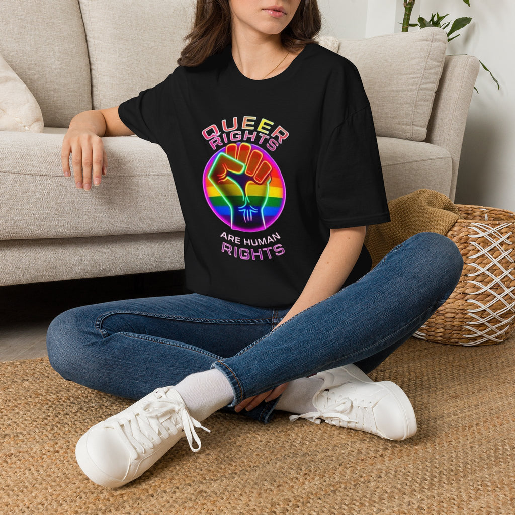 Unisex Softstyle T-Shirt - Queer Rights Are Human Rights Statement Tee