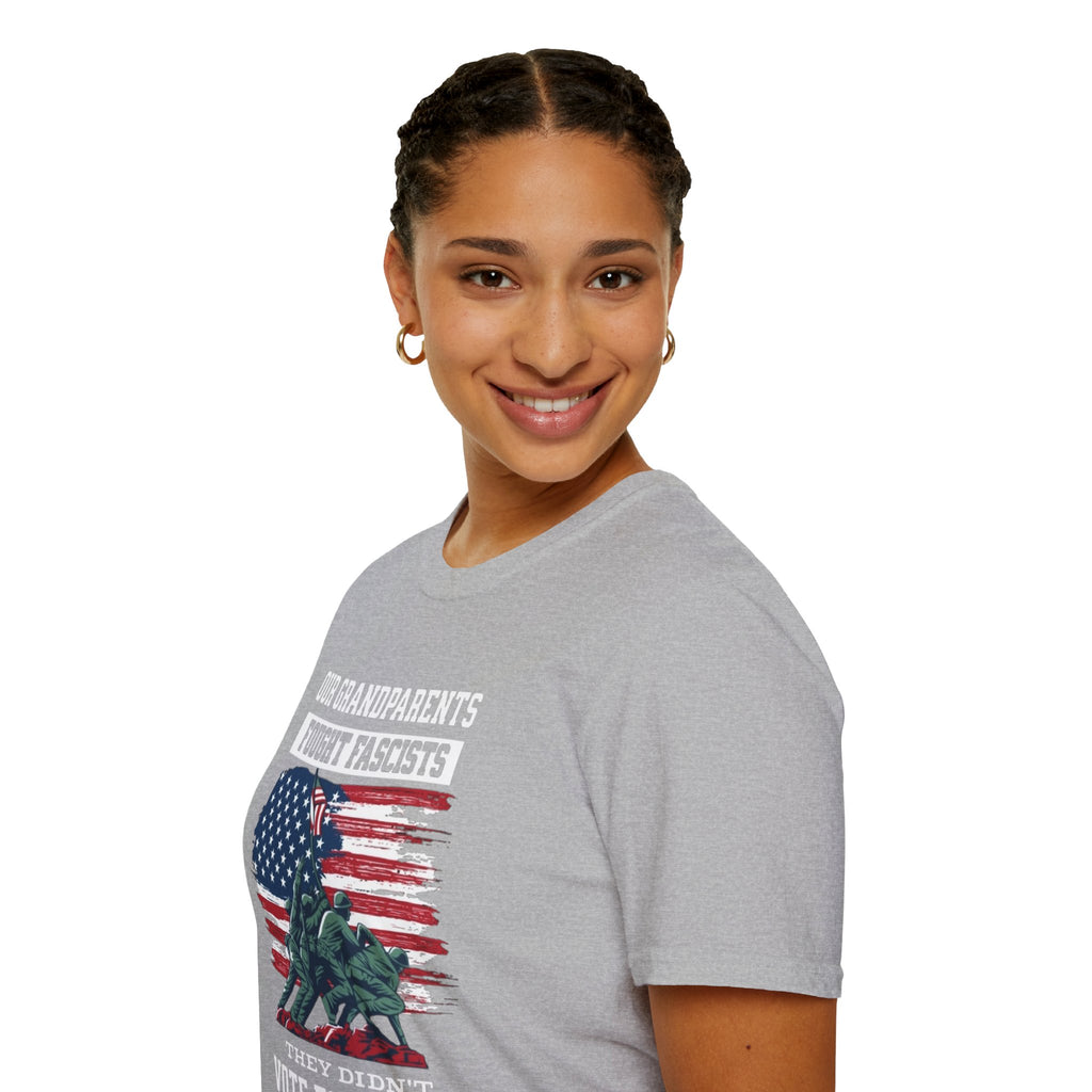 Unisex Softstyle T-Shirt: 'Our Grandparents Fought Fascists' Patriotic Tee