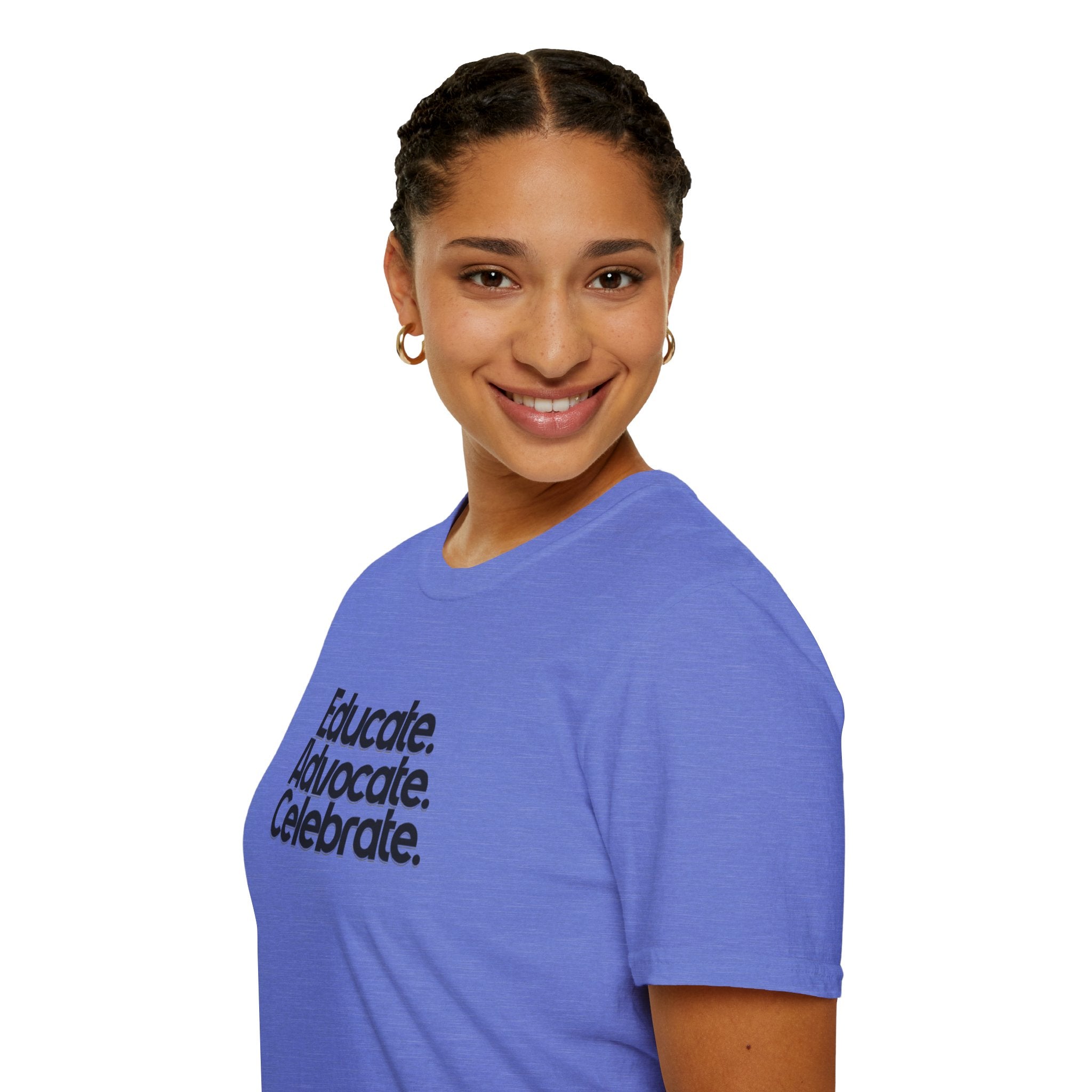 Teacher Advocate T-Shirt - Subtle Pride Educate Advocate Celebrate Design