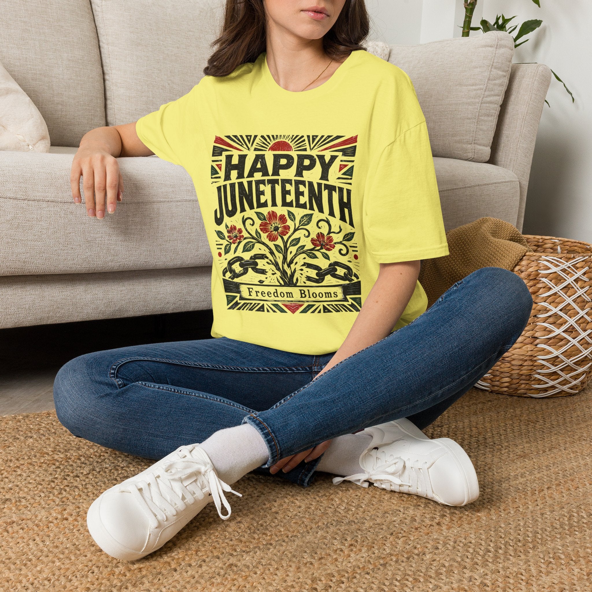 Juneteenth T-Shirt — "Happy Juneteenth" Floral Freedom Tee