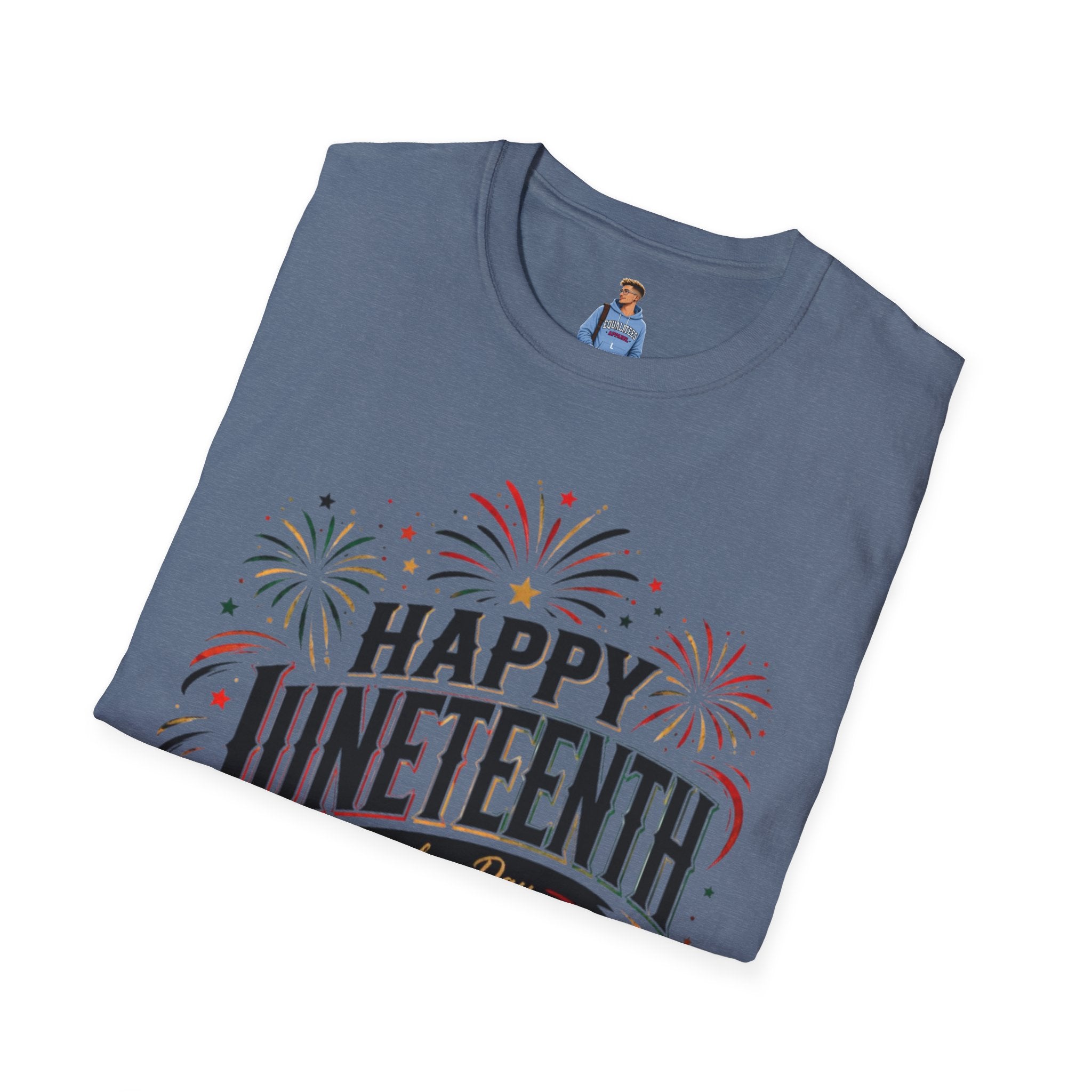 Juneteenth T-Shirt - "Happy Juneteenth" Fireworks Celebration Tee
