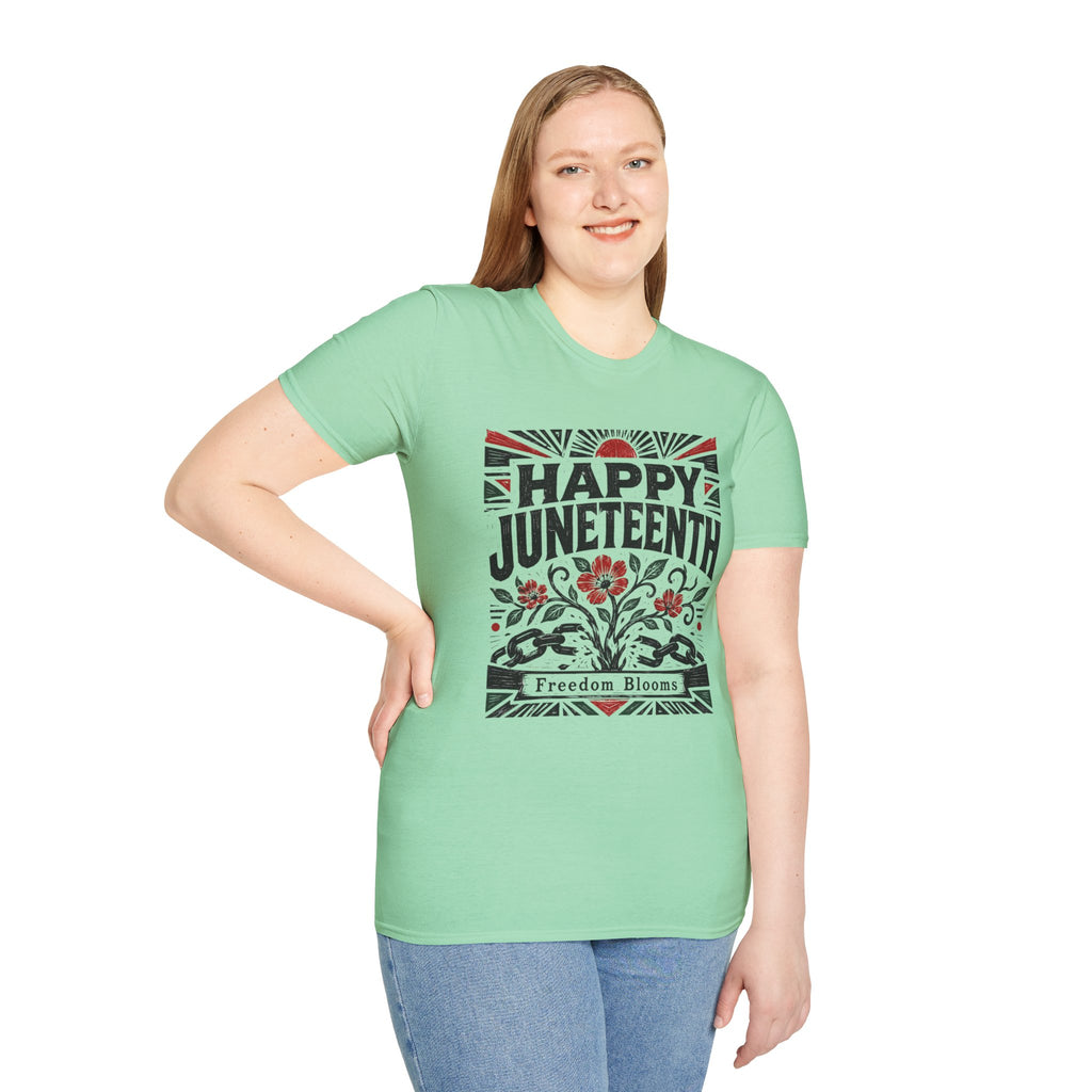 Juneteenth T-Shirt — "Happy Juneteenth" Floral Freedom Tee