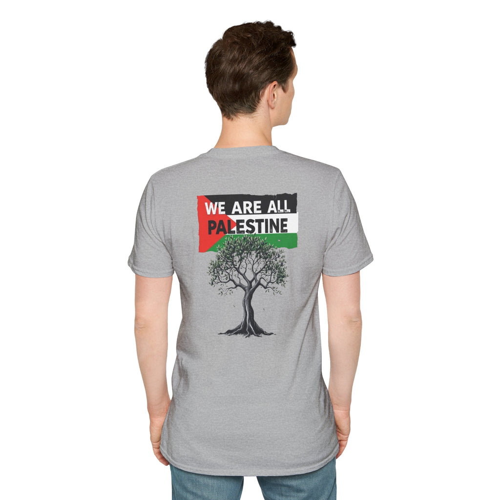 Camiseta unisex de estilo suave: "Apoya a Gaza y todos somos Palestina".