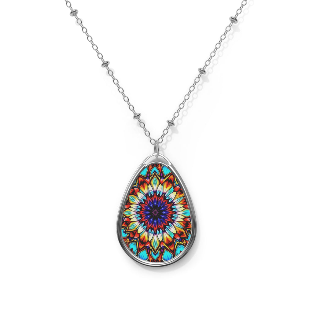 Kaleidoscope Teardrop Pendant Necklace
