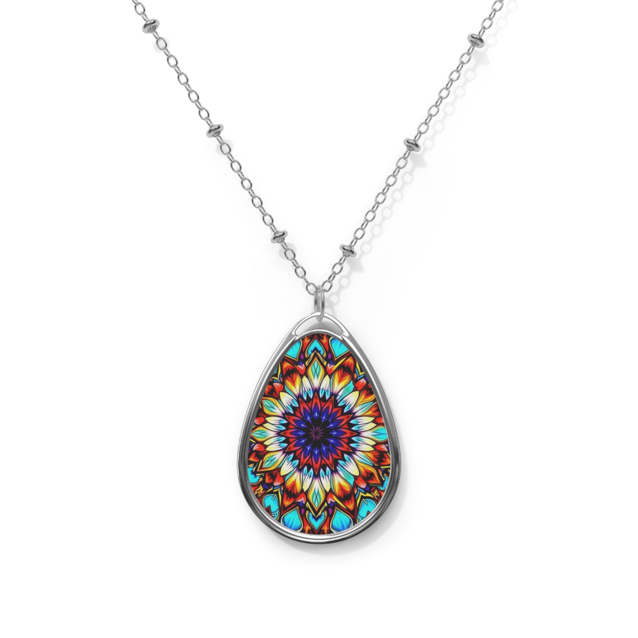 Kaleidoscope Teardrop Pendant Necklace
