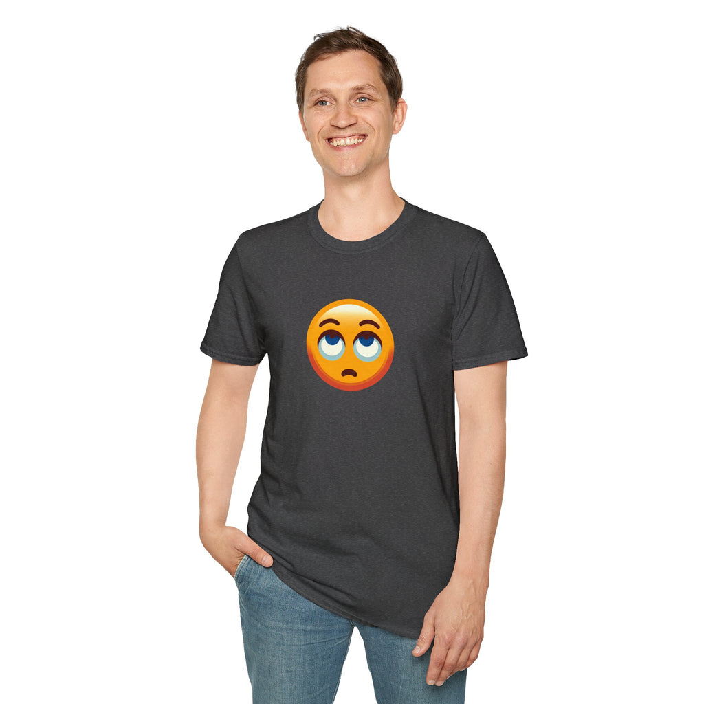 Camiseta unisex de estilo suave con emoji de ojos en blanco | Camiseta gráfica informal para el día a día