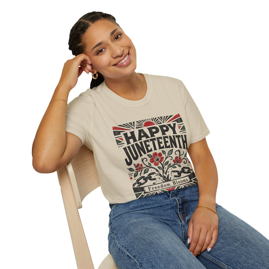 Juneteenth T-Shirt — "Happy Juneteenth" Floral Freedom Tee