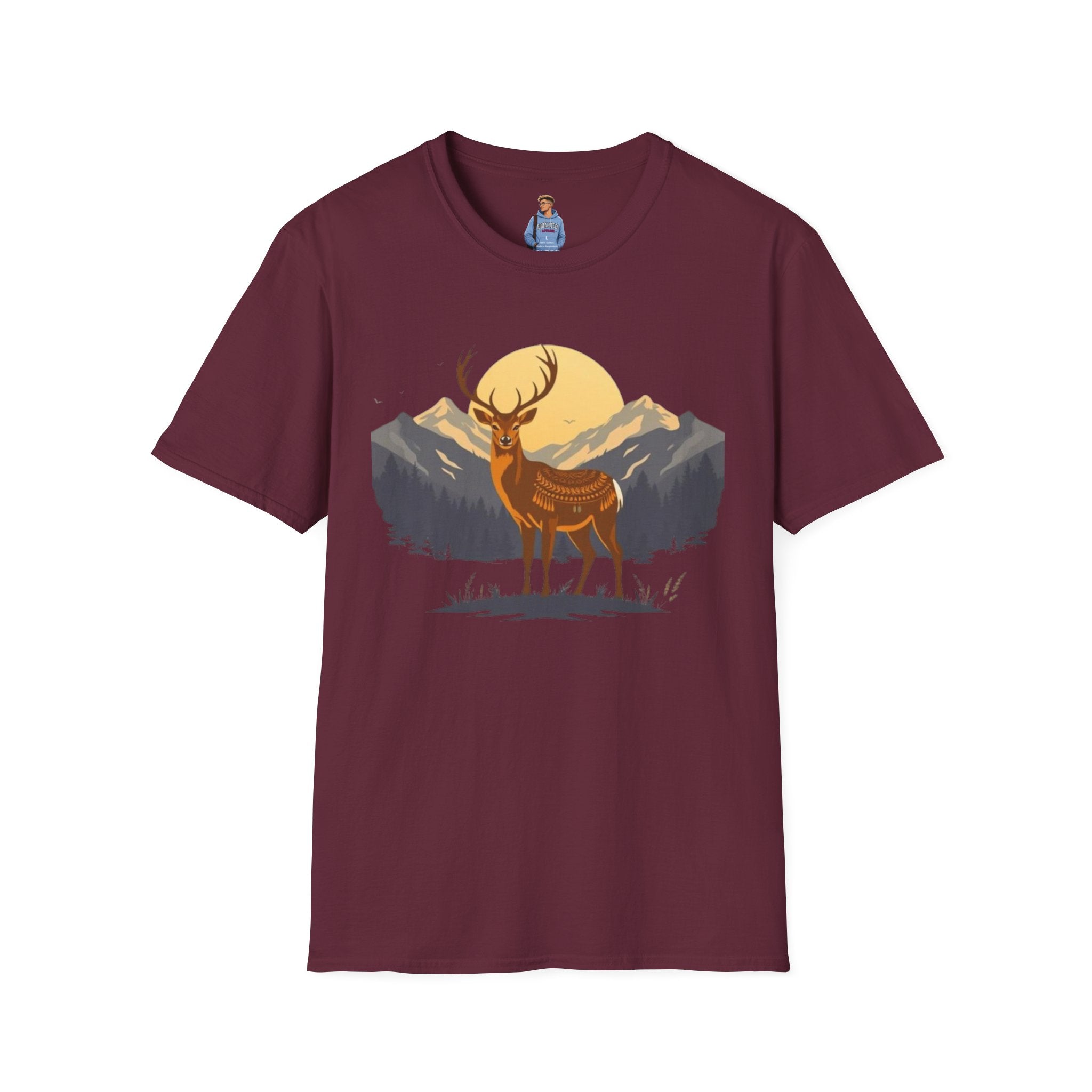 Mountain Sunset Deer Unisex Softstyle T-Shirt