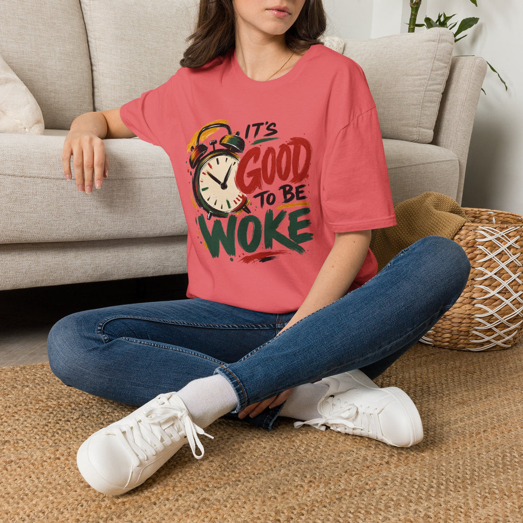 T-Shirt — "It's Good To Be Woke" Graphic Tee (Alarm Clock Design)