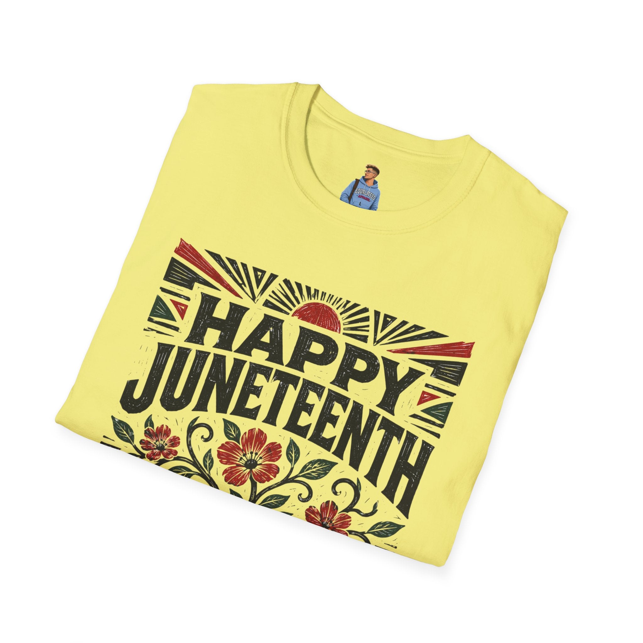 Juneteenth T-Shirt — "Happy Juneteenth" Floral Freedom Tee