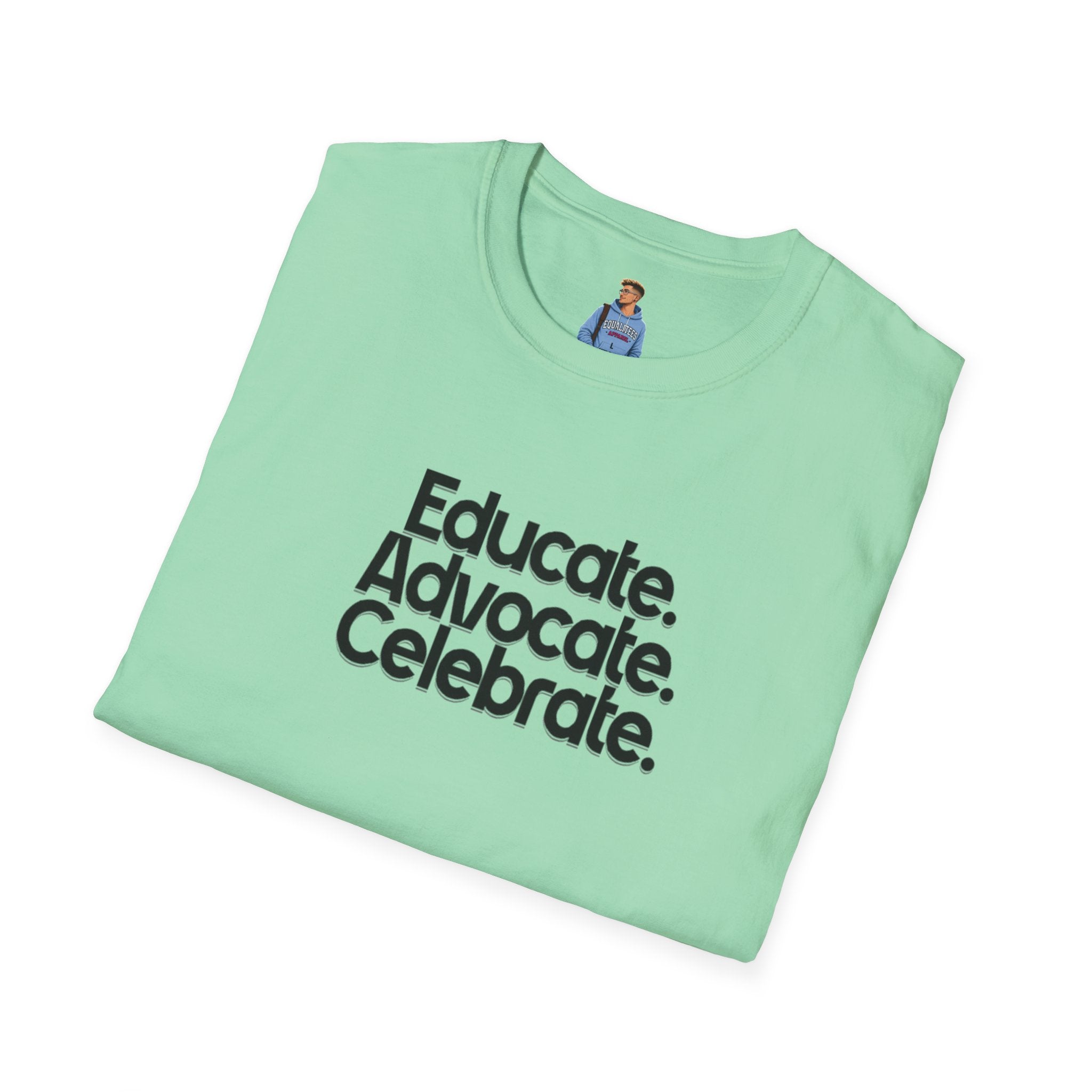 Teacher Advocate T-Shirt - Subtle Pride Educate Advocate Celebrate Design
