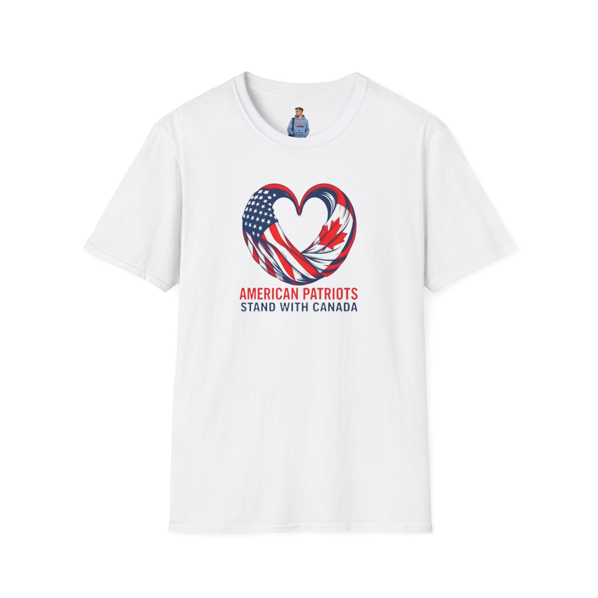 Camiseta unisex de estilo suave "American Patriots Stand with Canada"