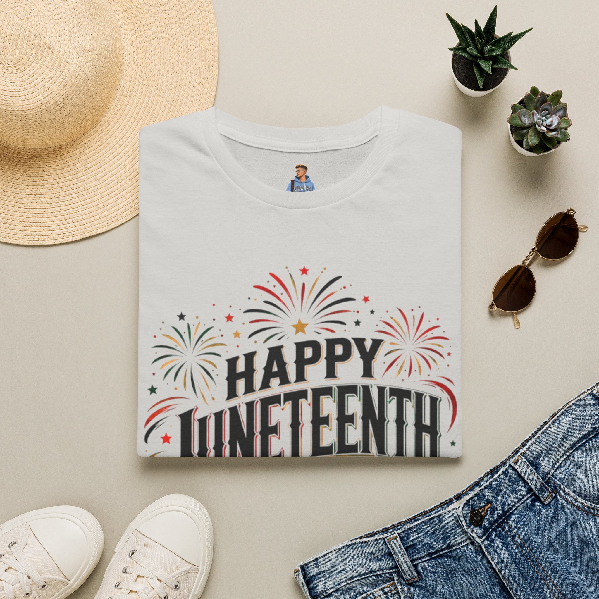 Juneteenth T-Shirt - "Happy Juneteenth" Fireworks Celebration Tee