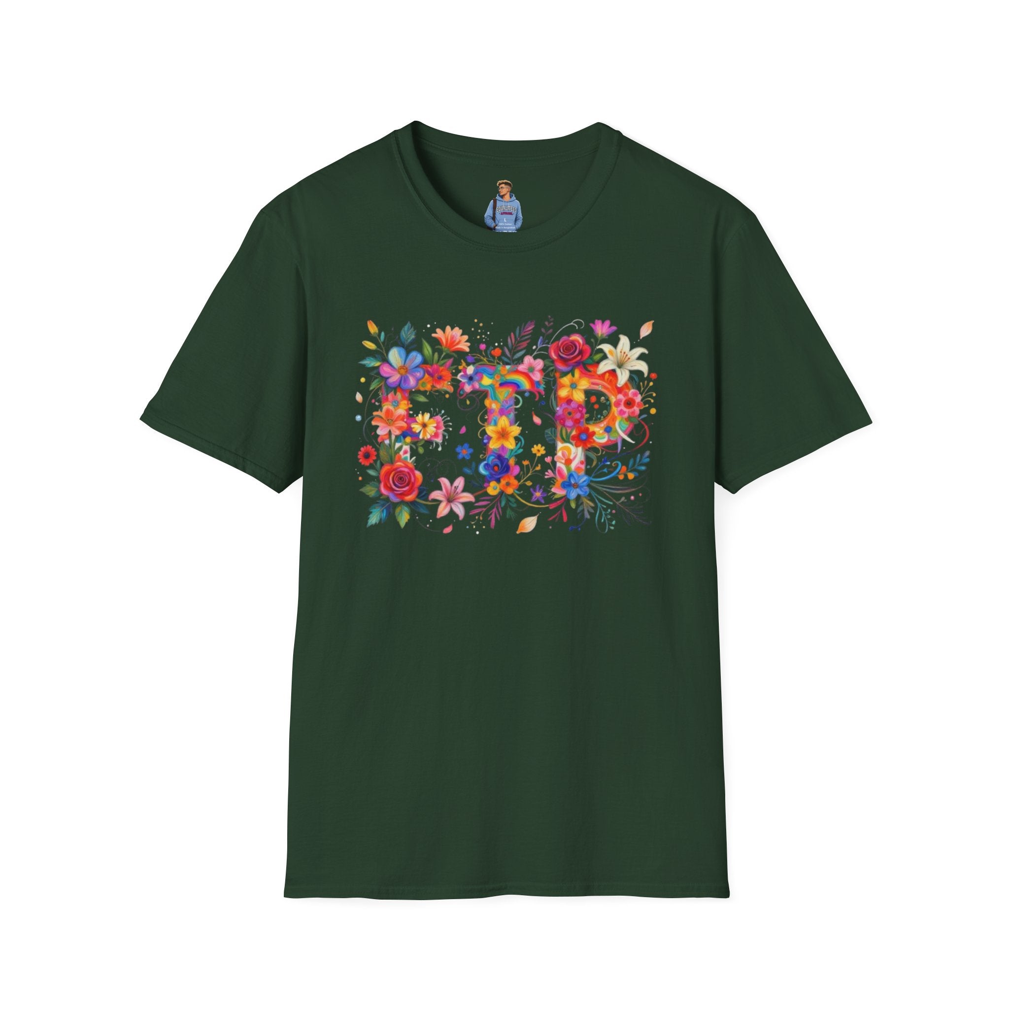 Floral 'FTP' Graphic T-Shirt