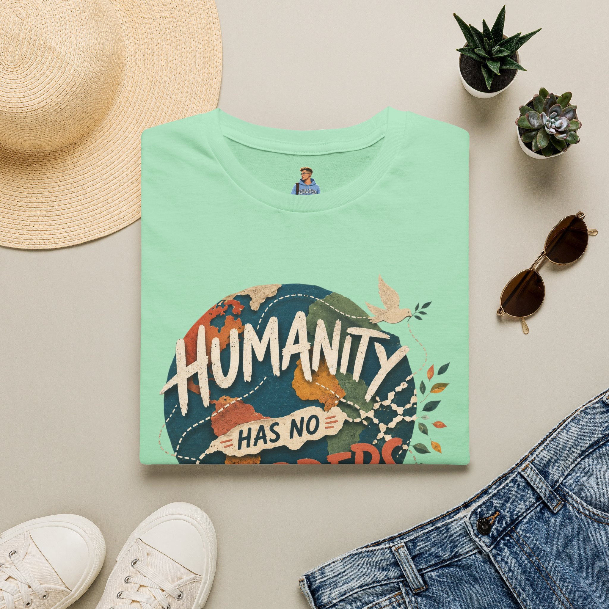Humanity Has No Borders T-Shirt — Earth & Peace Graphic Tee