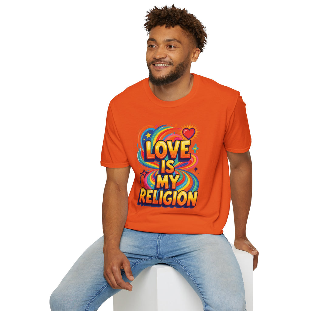 Love Is My Religion Retro Rainbow Graphic T-shirt