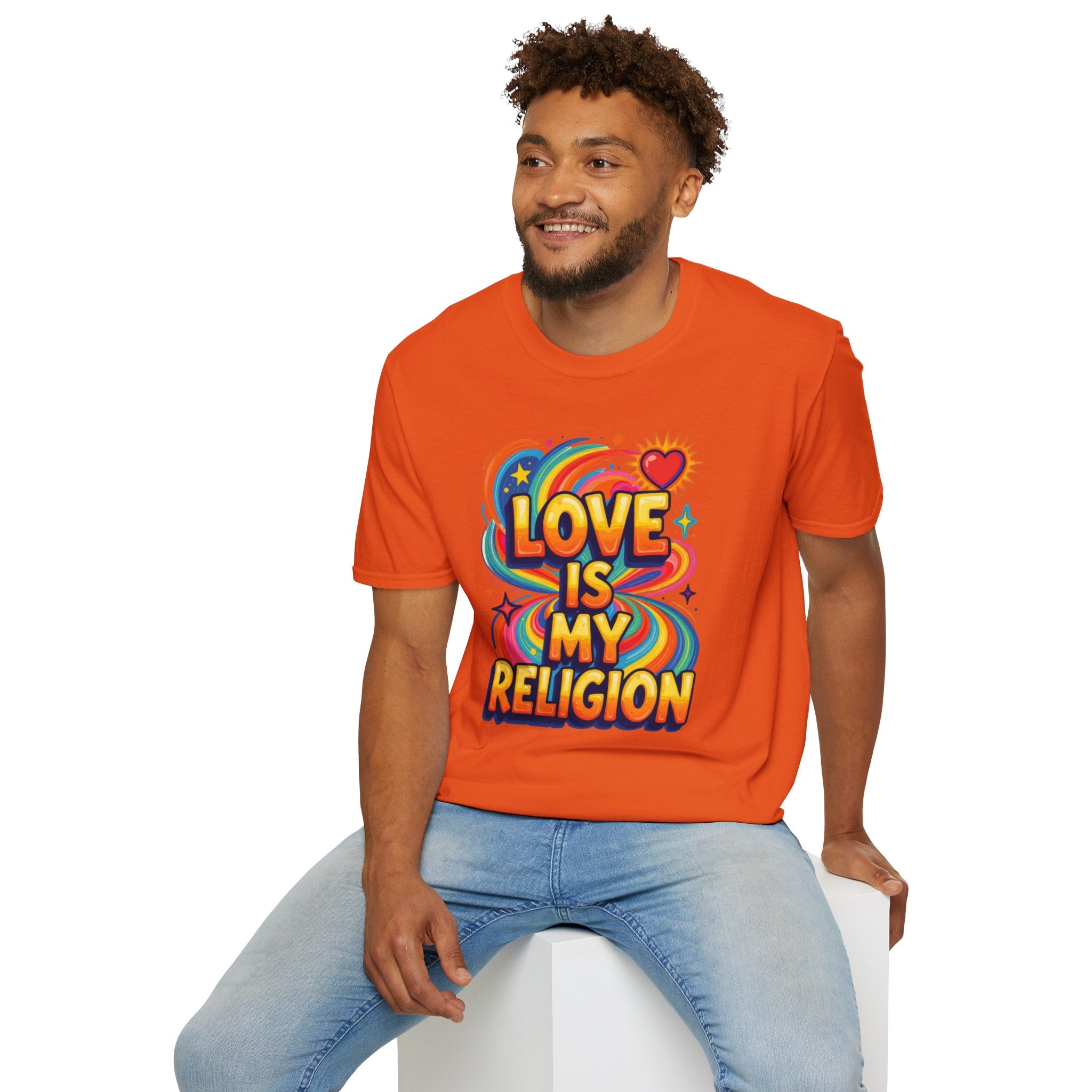 Love Is My Religion Retro Rainbow Graphic T-shirt