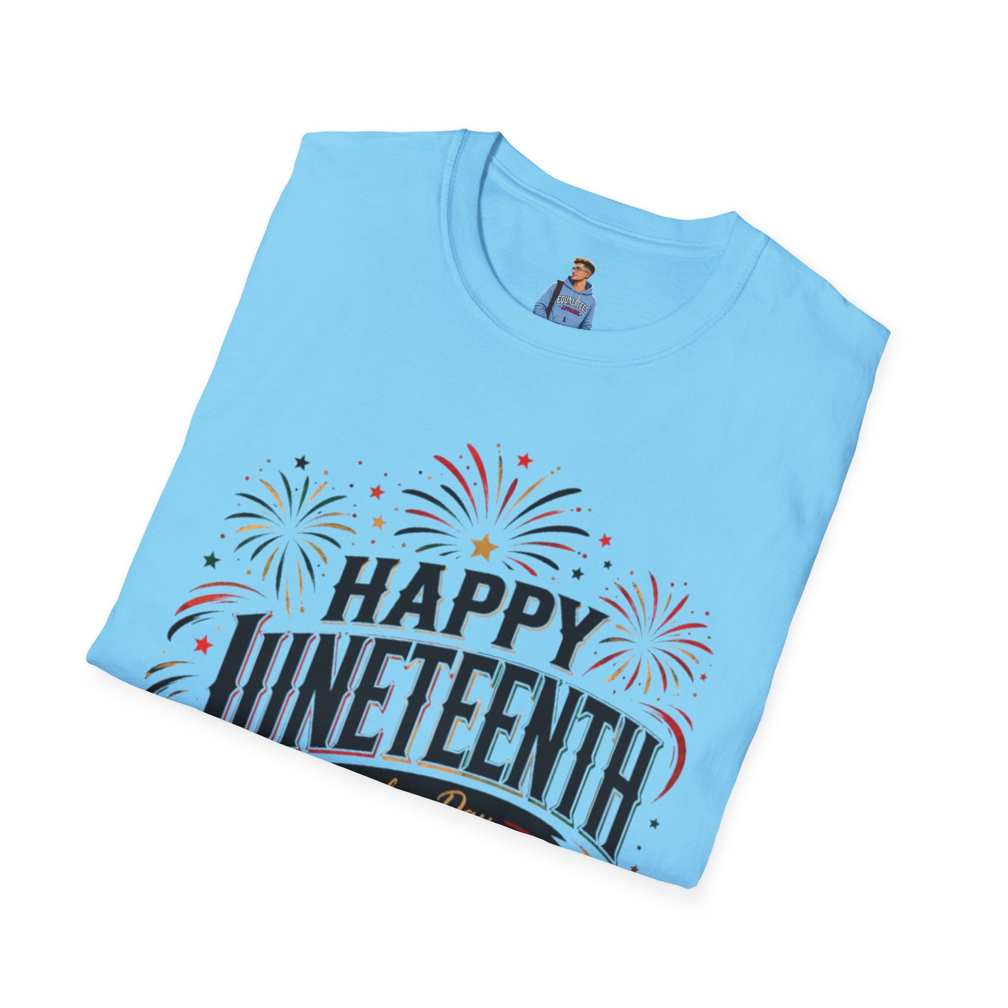 Juneteenth T-Shirt - "Happy Juneteenth" Fireworks Celebration Tee