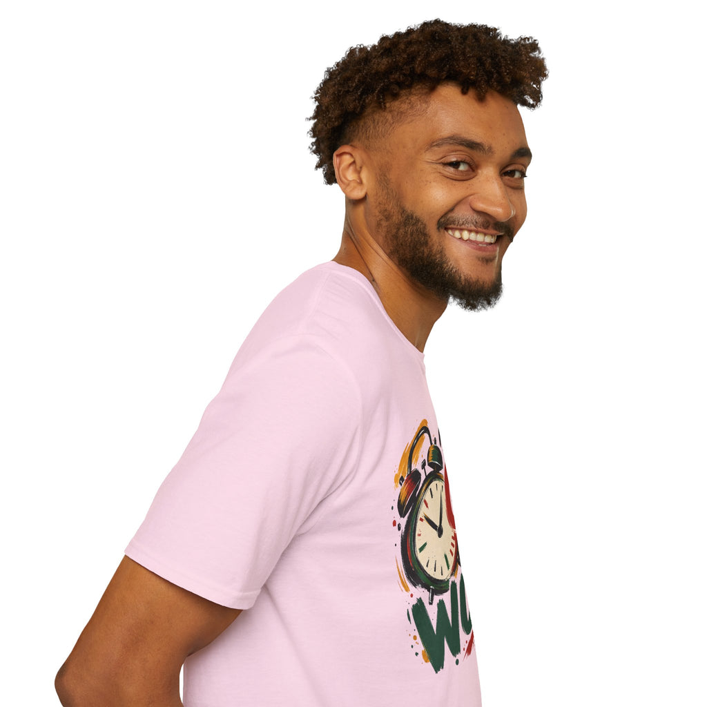 T-Shirt — "It's Good To Be Woke" Graphic Tee (Alarm Clock Design)