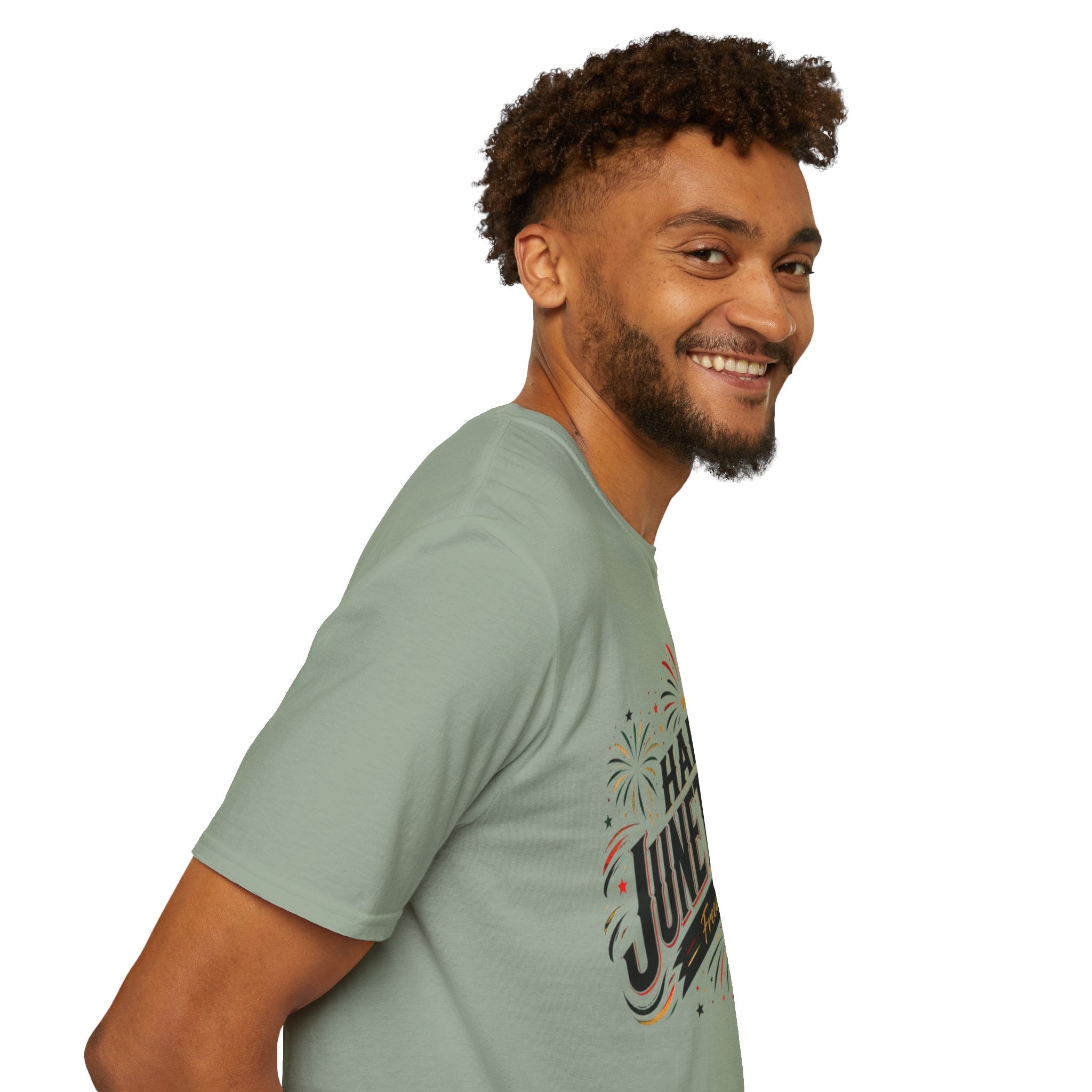 Juneteenth T-Shirt - "Happy Juneteenth" Fireworks Celebration Tee