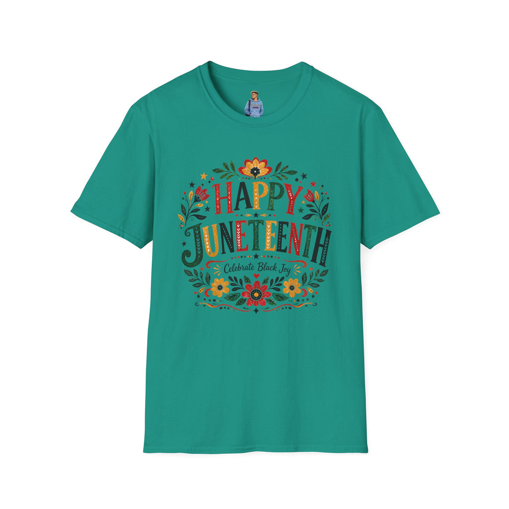 Juneteenth T-Shirt — "Happy Juneteenth" Floral Celebration Tee