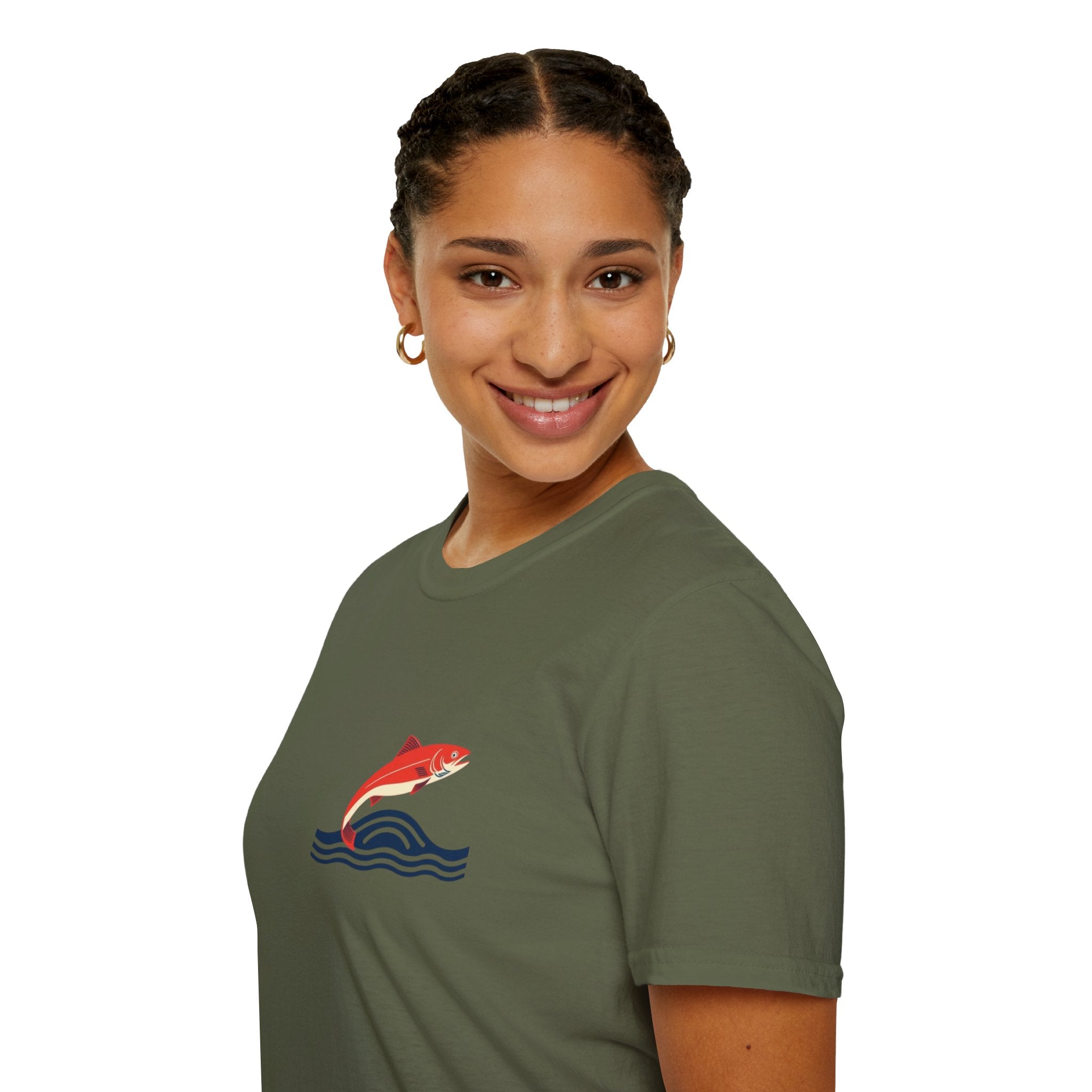Jumping Salmon Native Pride Softstyle Unisex T-shirt