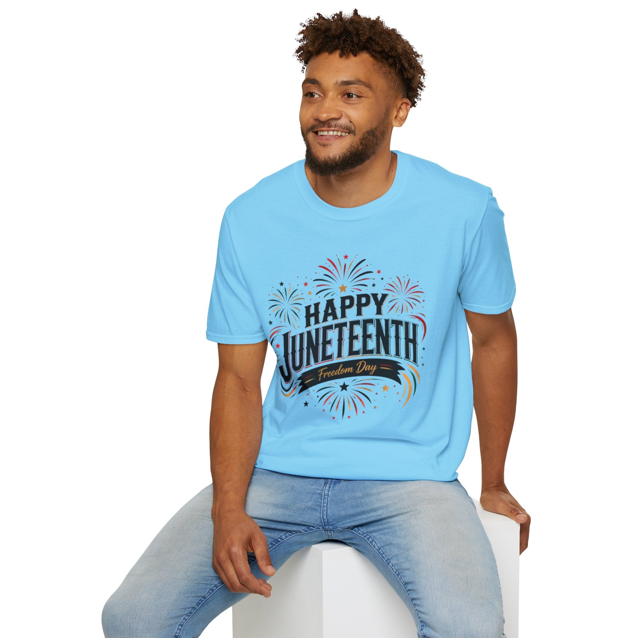 Juneteenth T-Shirt - "Happy Juneteenth" Fireworks Celebration Tee