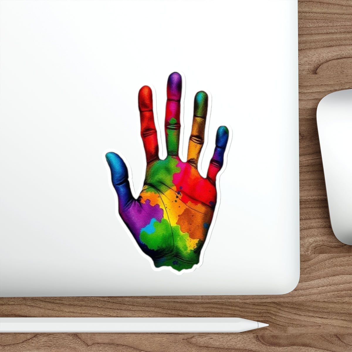 Die-Cut Stickers - Rainbow Handprint - EqualiTees.Me