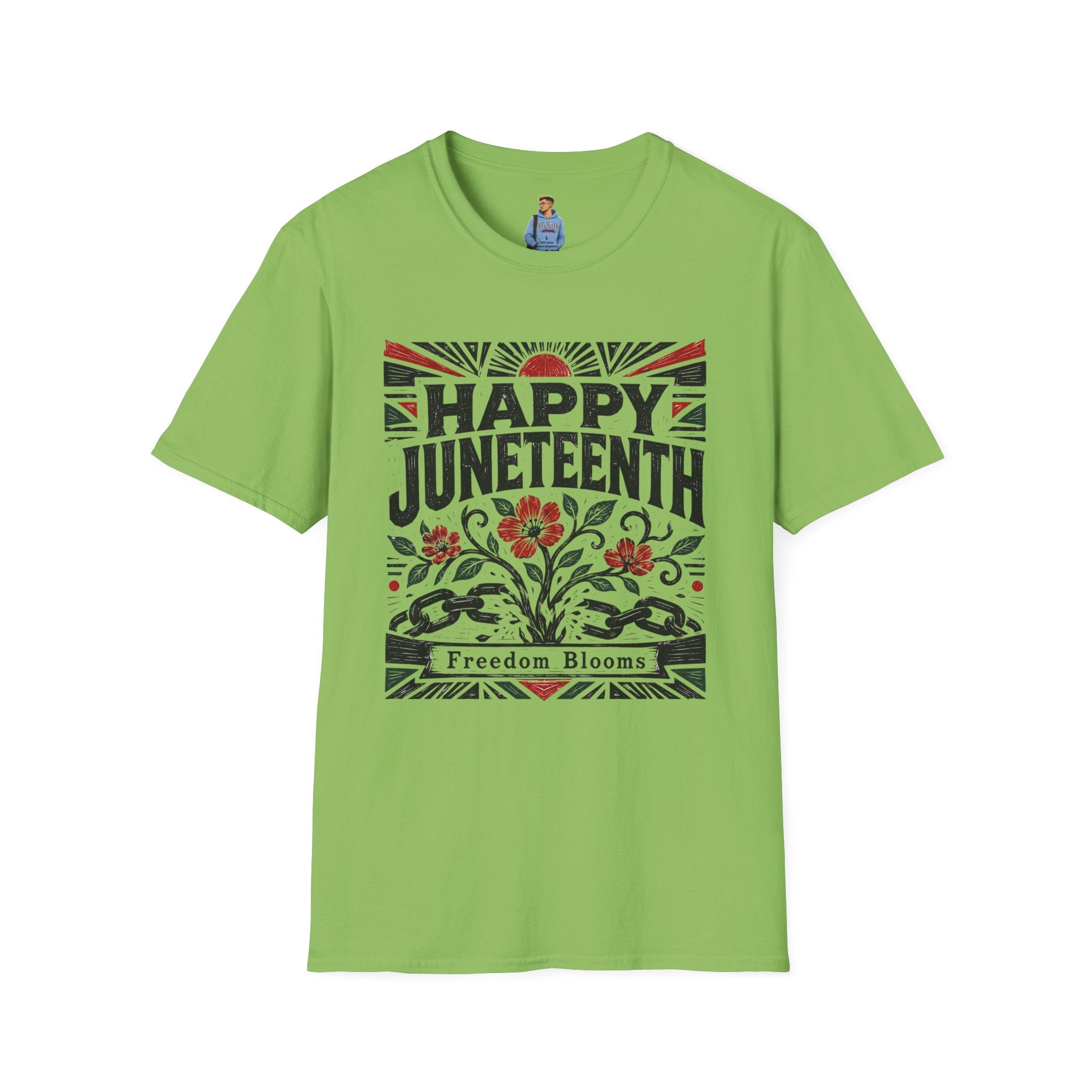 Juneteenth T-Shirt — "Happy Juneteenth" Floral Freedom Tee