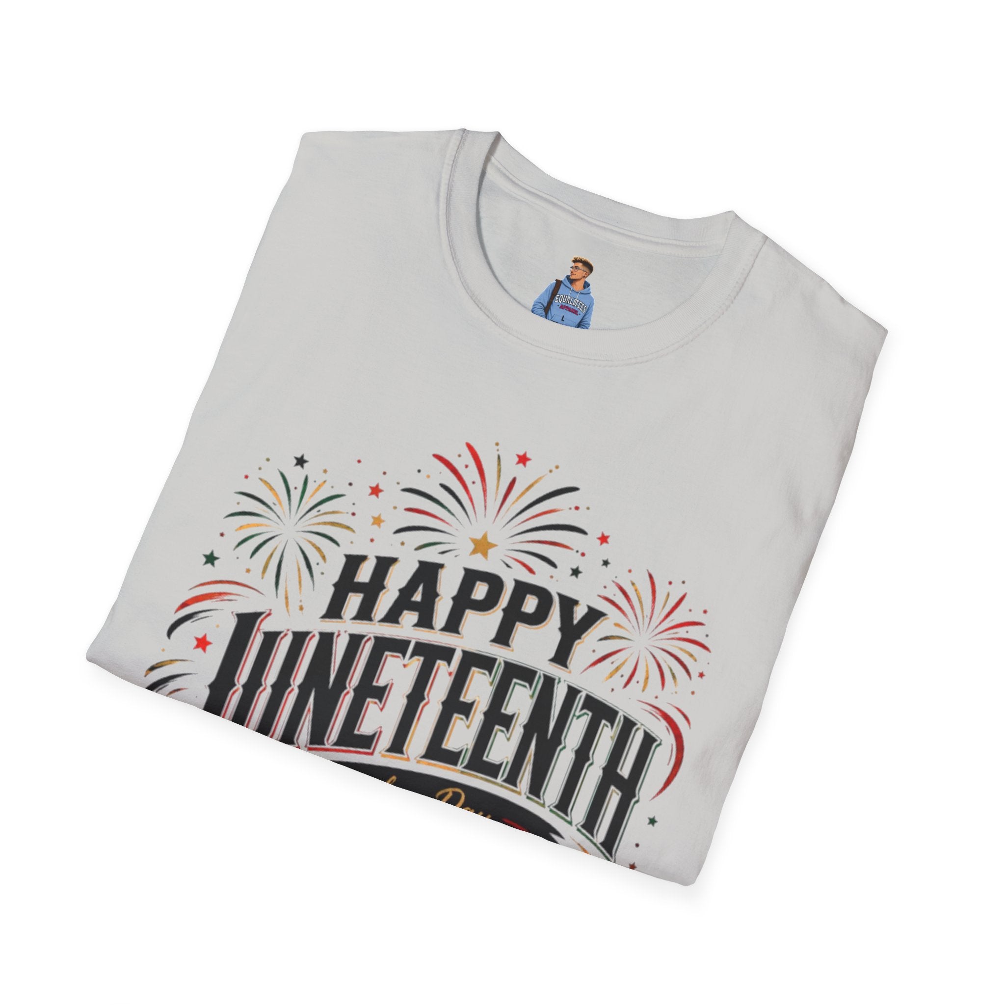 Juneteenth T-Shirt - "Happy Juneteenth" Fireworks Celebration Tee
