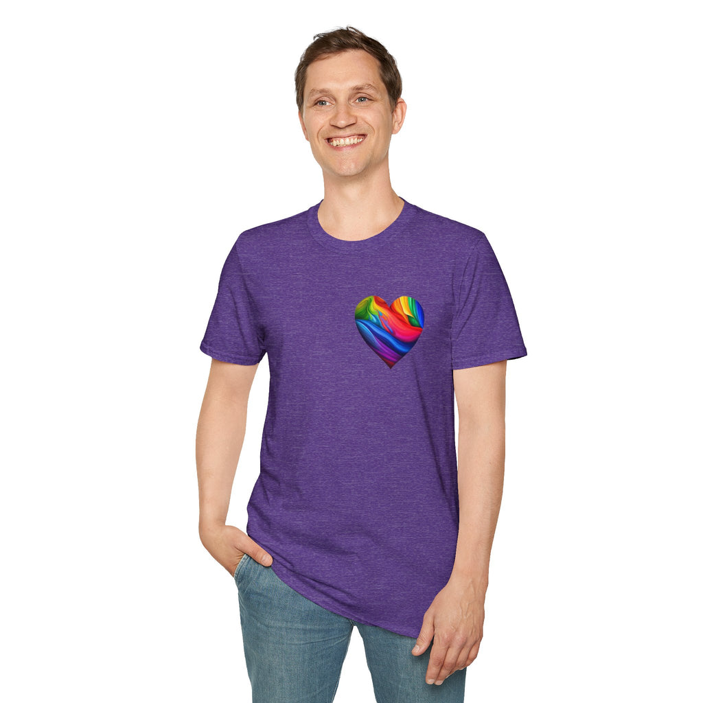 Camiseta unisex Softstyle - Diseño de corazón de orgullo con la frase 'La existencia es resistencia'