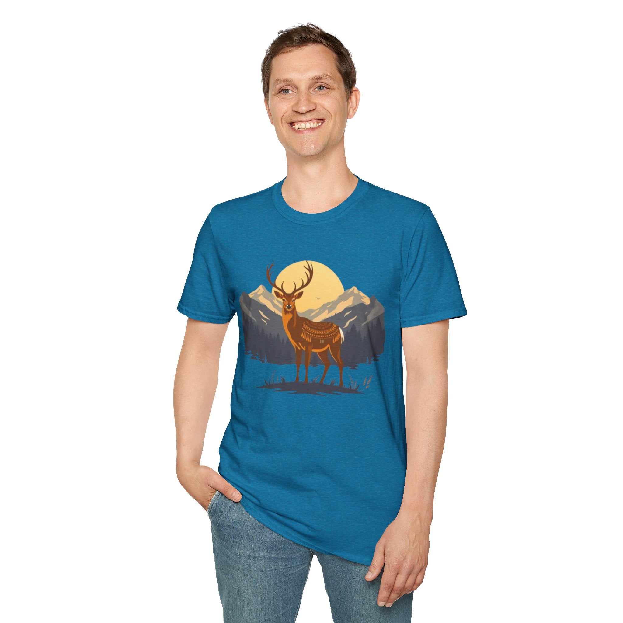 Mountain Sunset Deer Unisex Softstyle T-Shirt
