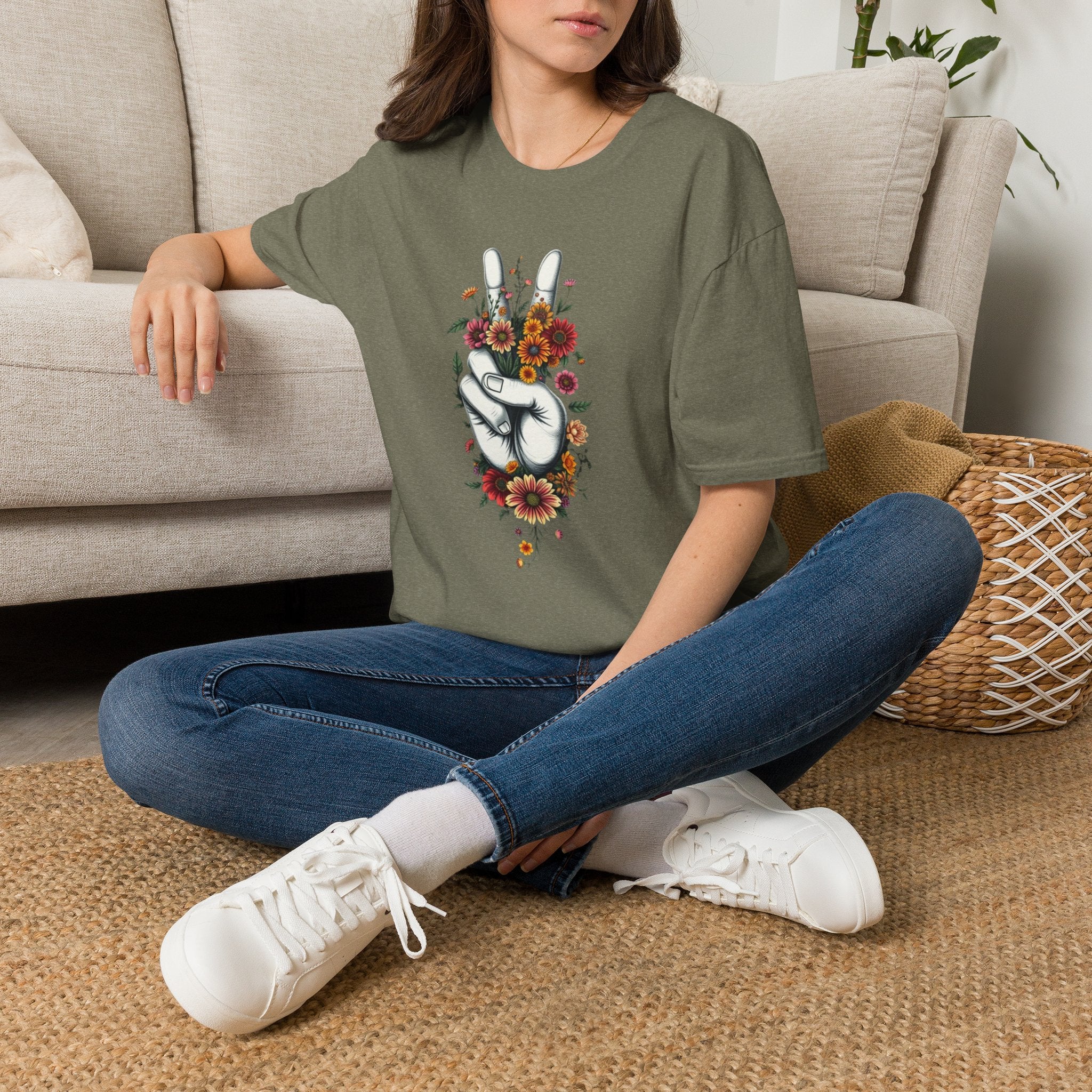 Camiseta unisex de estilo suave Grow Peace: inspiración boho, perfecta para festivales y uso diario