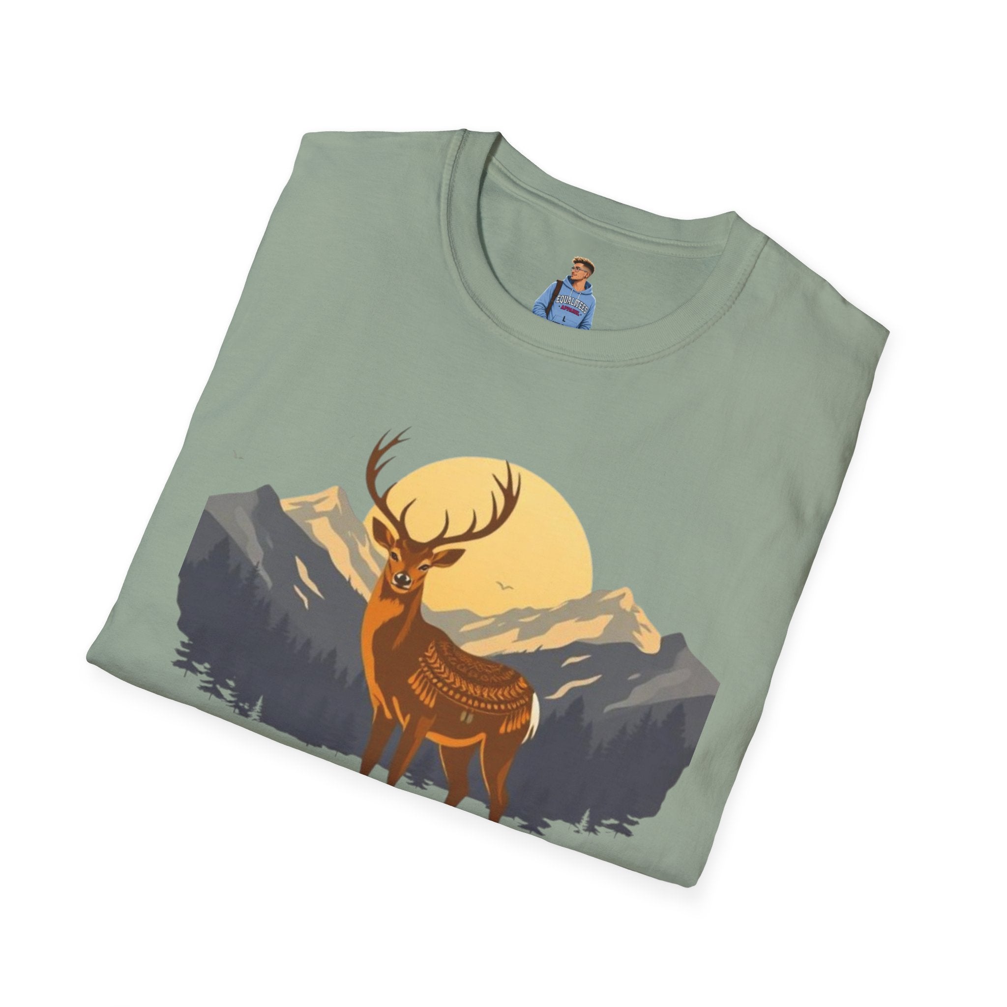 Mountain Sunset Deer Unisex Softstyle T-Shirt