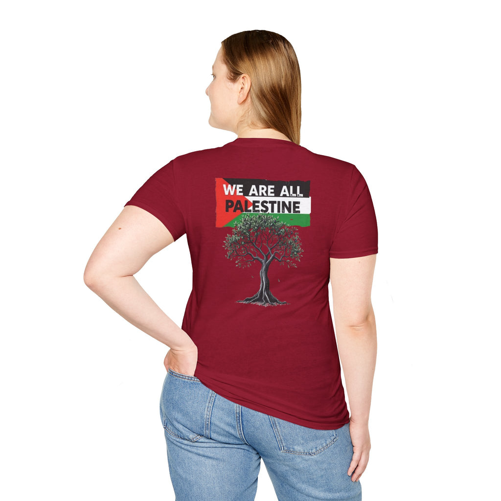Camiseta unisex de estilo suave: "Apoya a Gaza y todos somos Palestina".