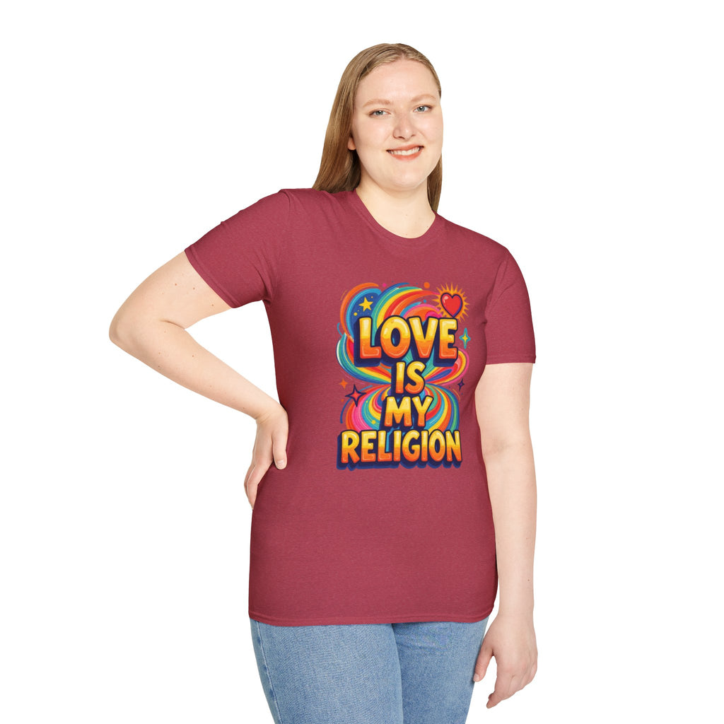 Love Is My Religion Retro Rainbow Graphic T-shirt