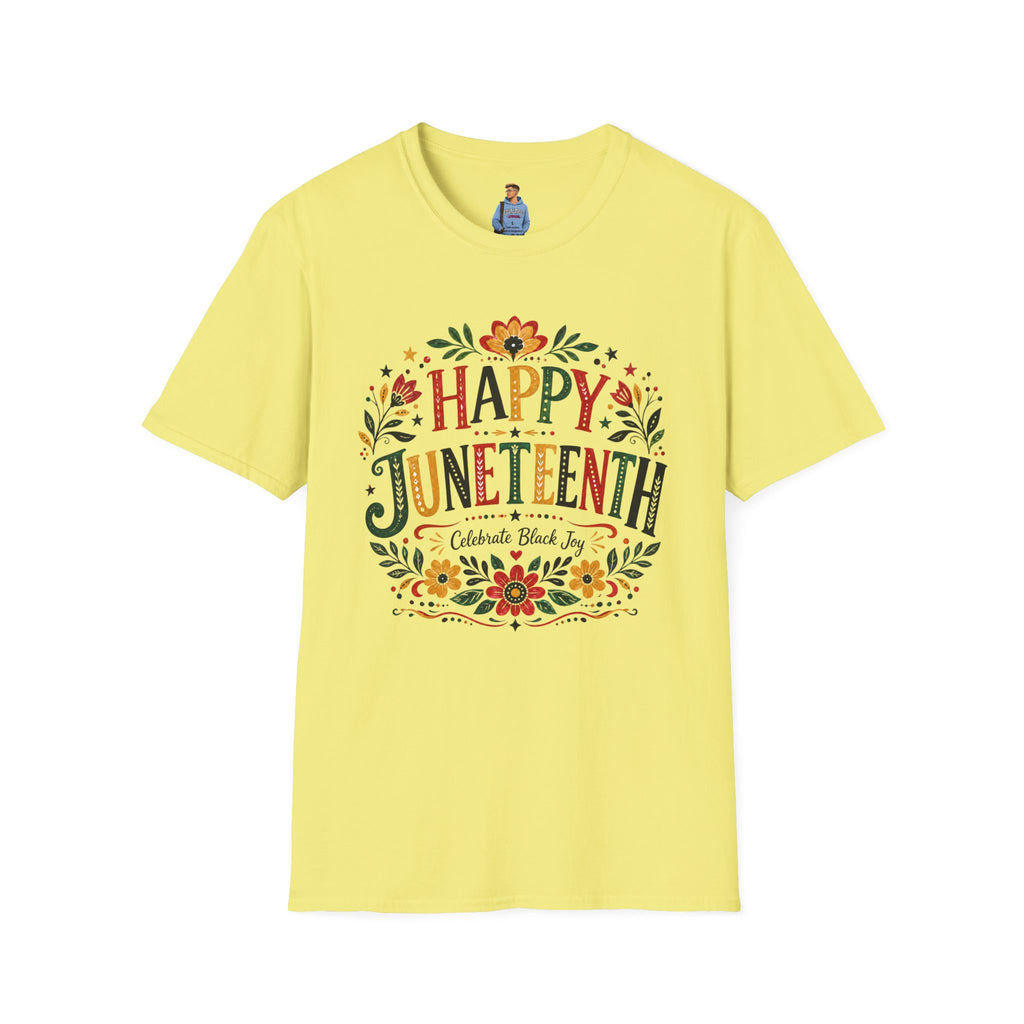 Juneteenth T-Shirt — "Happy Juneteenth" Floral Celebration Tee