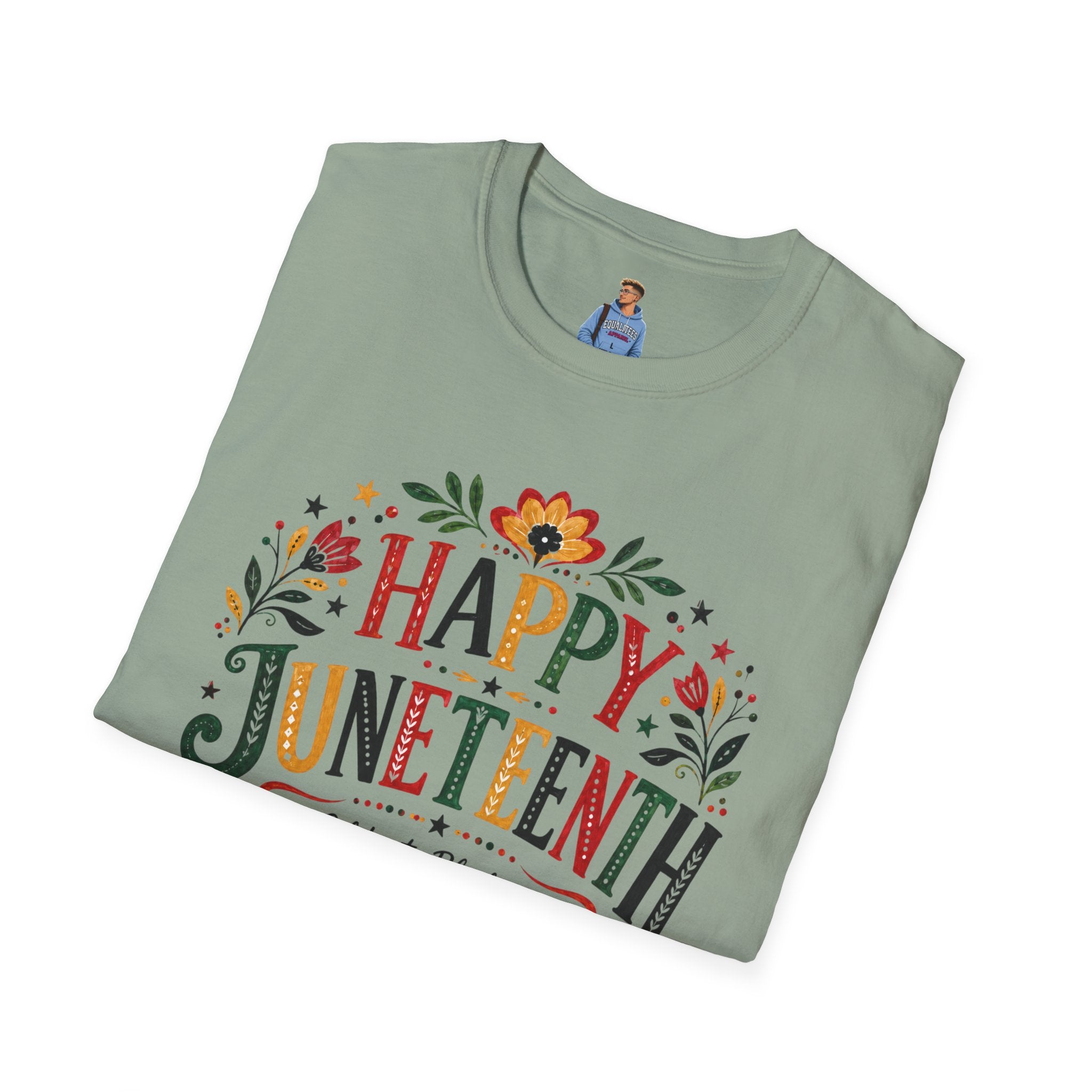 Juneteenth T-Shirt — "Happy Juneteenth" Floral Celebration Tee