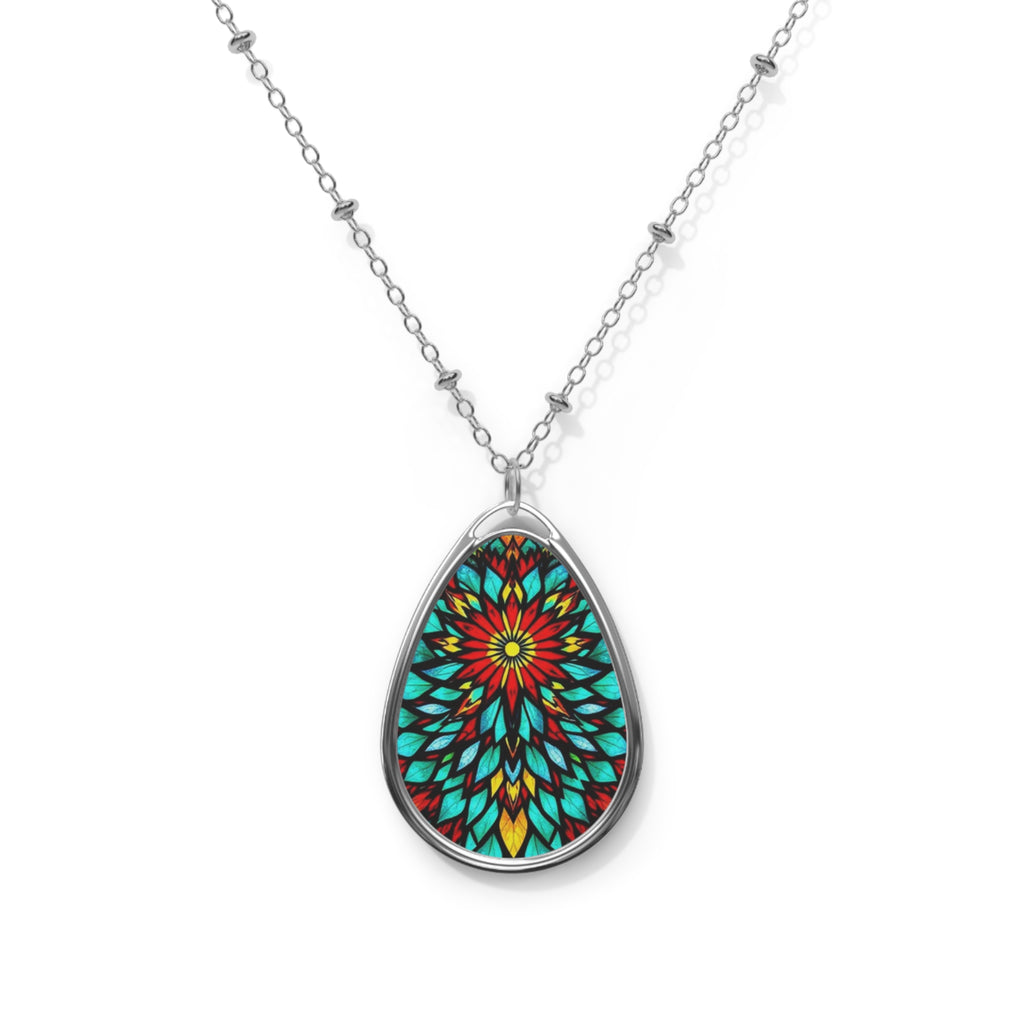 Colorful Mandala Teardrop Pendant Necklace