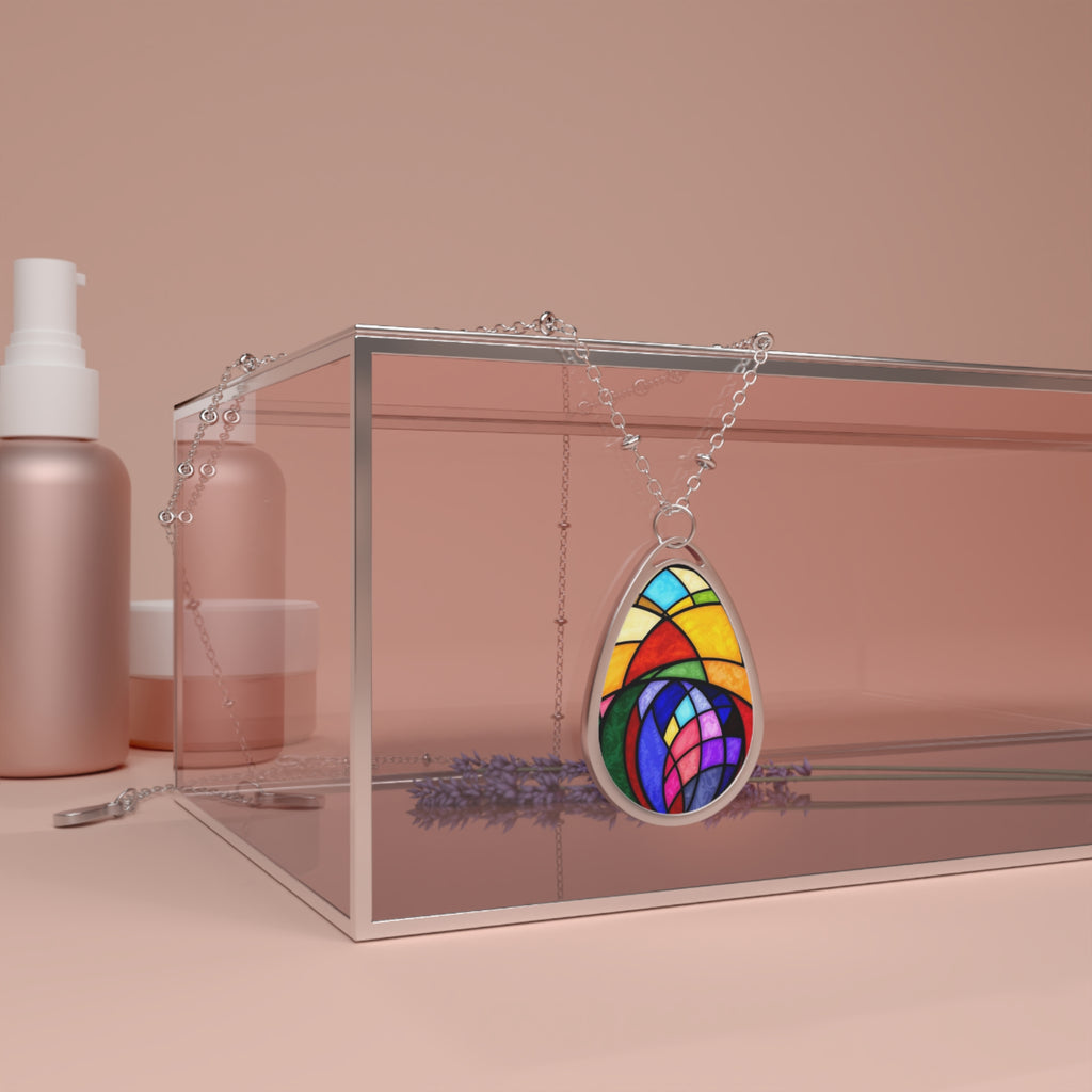 Colorful Teardrop Pendant Necklace