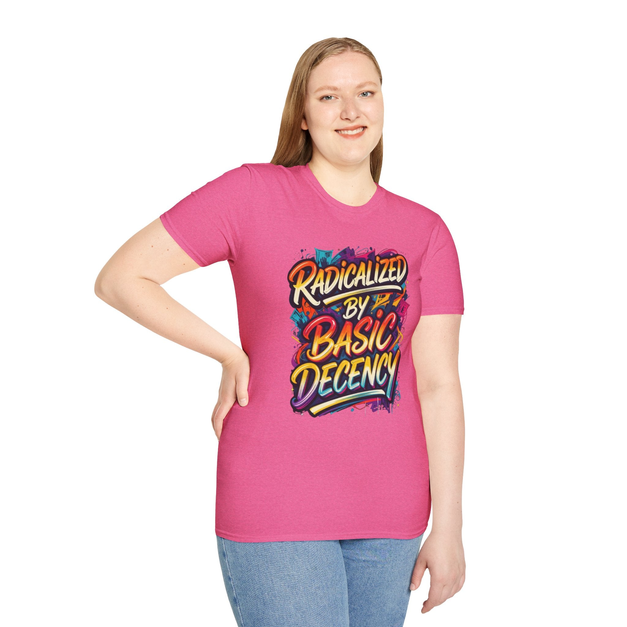Radicalized by Basic Decency T-Shirt Colorful Graffiti Typography