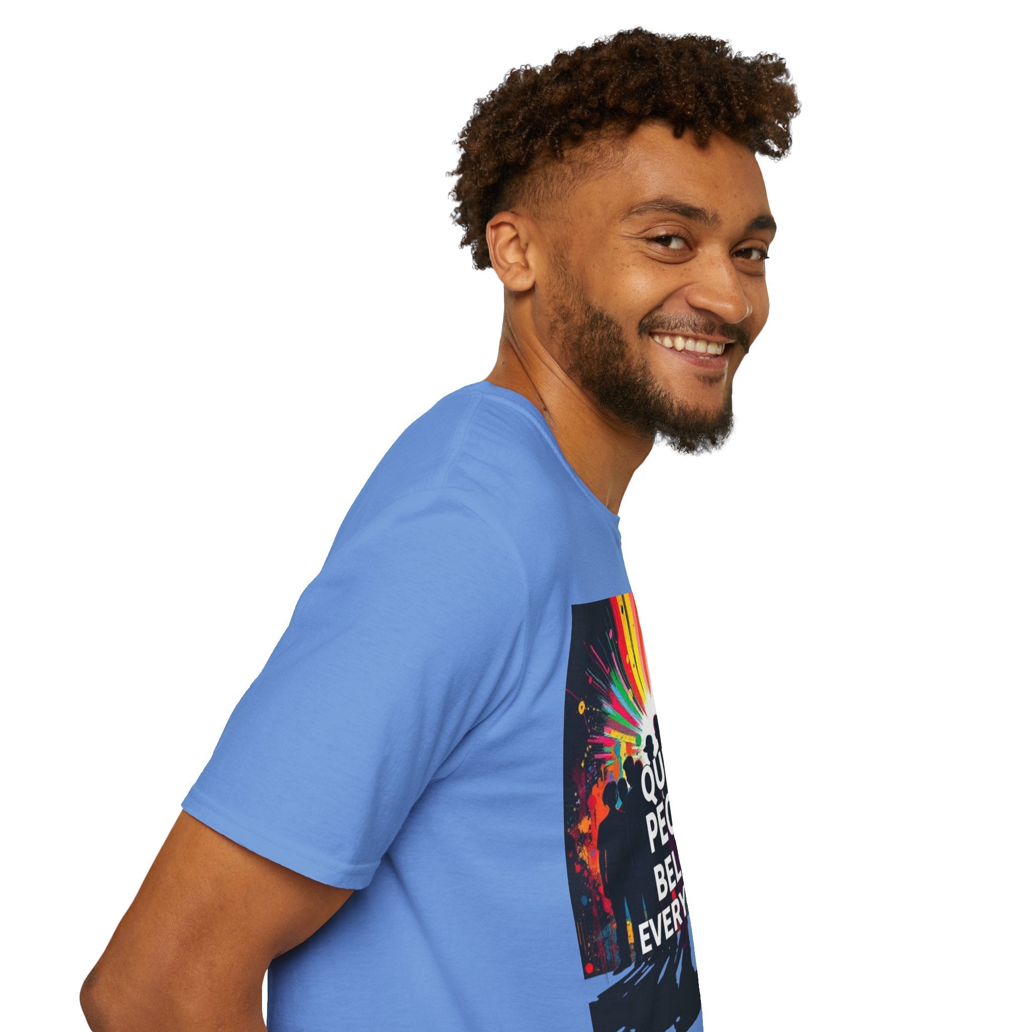 Unisex Softstyle T-Shirt - 'Queer People Belong Everywhere' Pride Graphic Tee