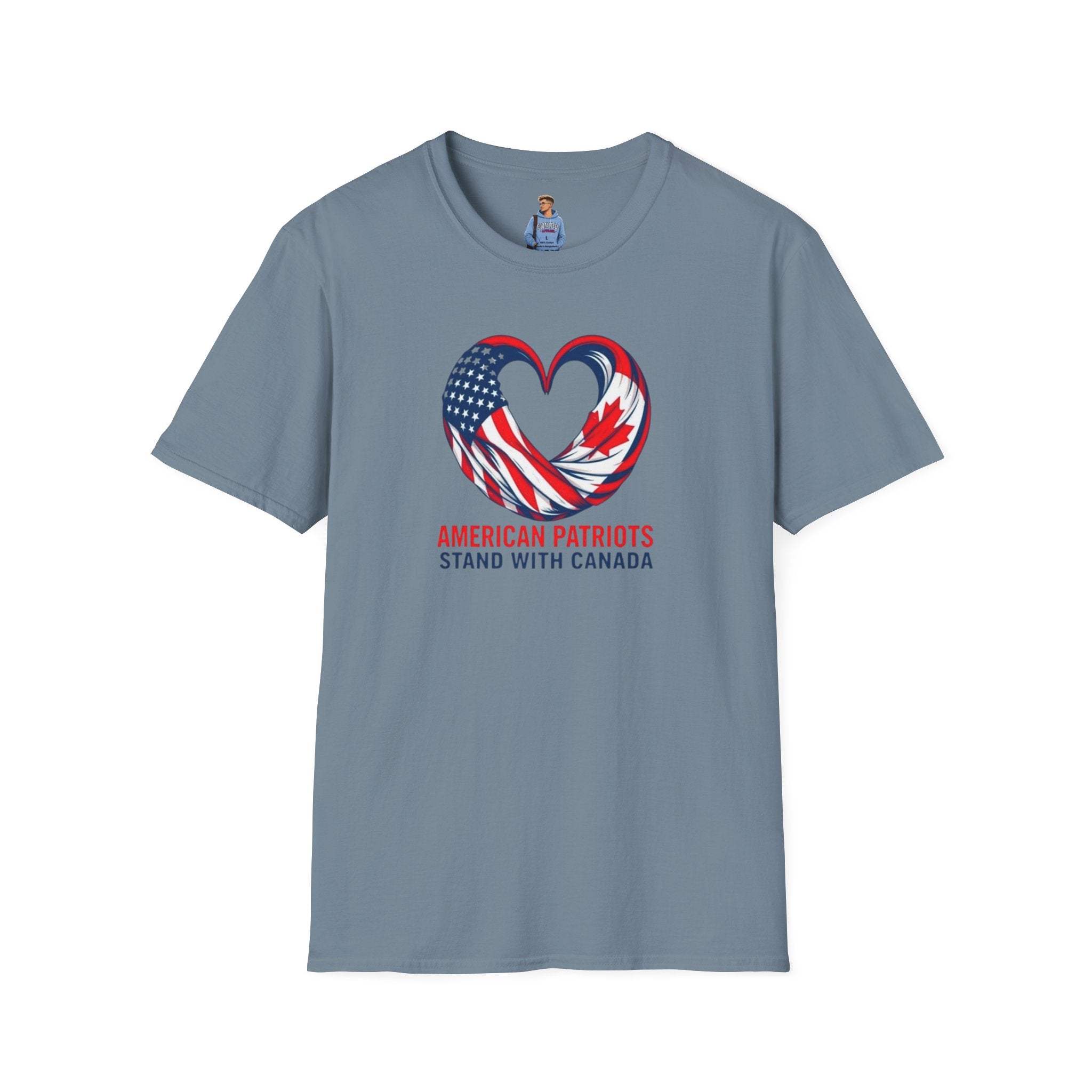 Camiseta unisex de estilo suave "American Patriots Stand with Canada"