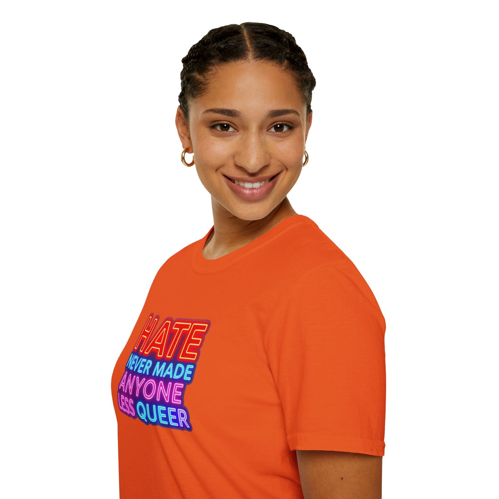 LGBTQ+ Pride Unisex T-Shirt - "Hate Never Made Anyone Less Queer" & "We All Belong" Design