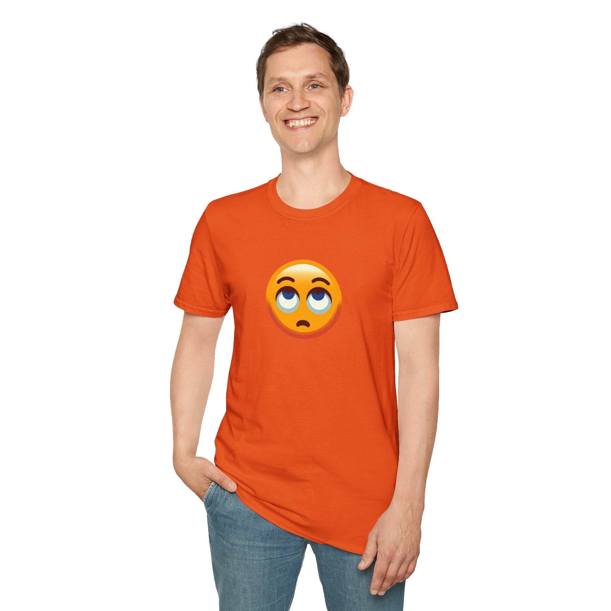 Camiseta unisex de estilo suave con emoji de ojos en blanco | Camiseta gráfica informal para el día a día