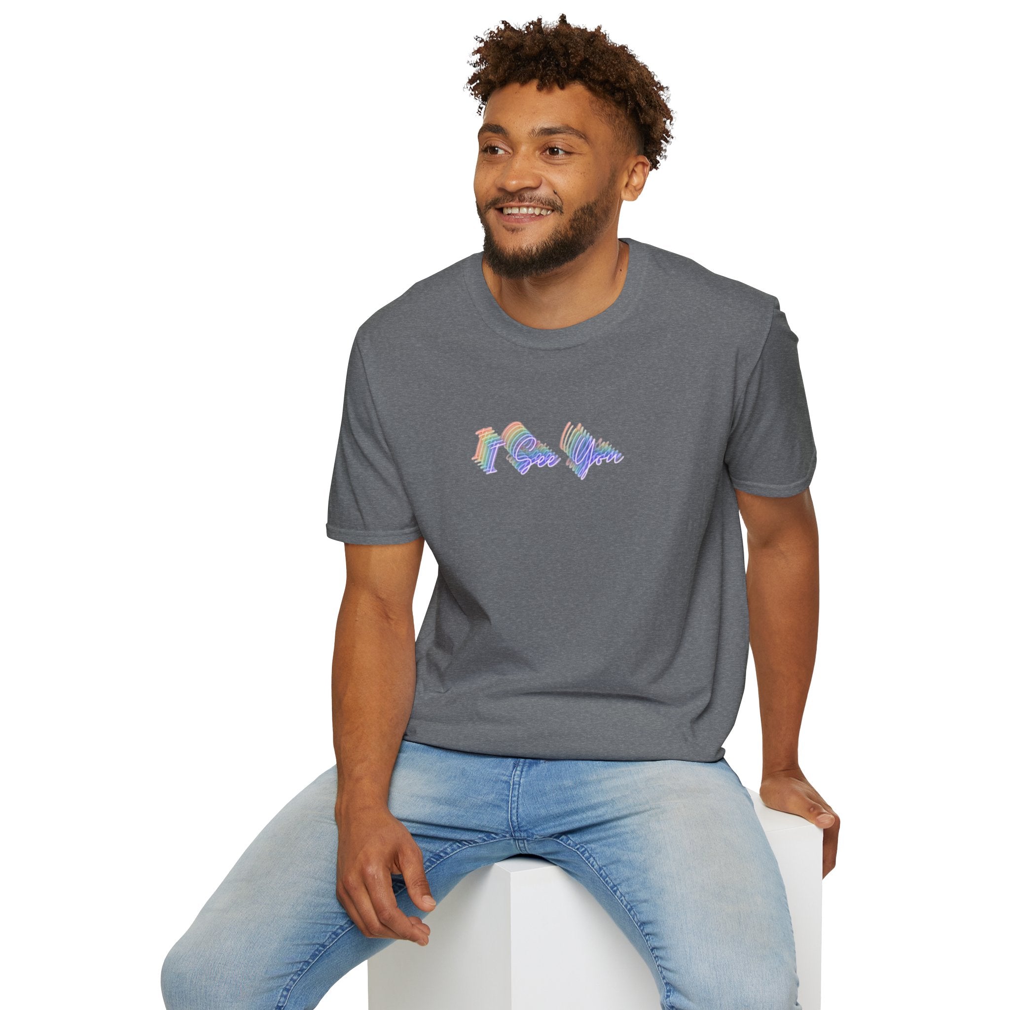 I See You Unisex Softstyle T-Shirt - Colorful Wave Design for LGBTQ+ Visibility