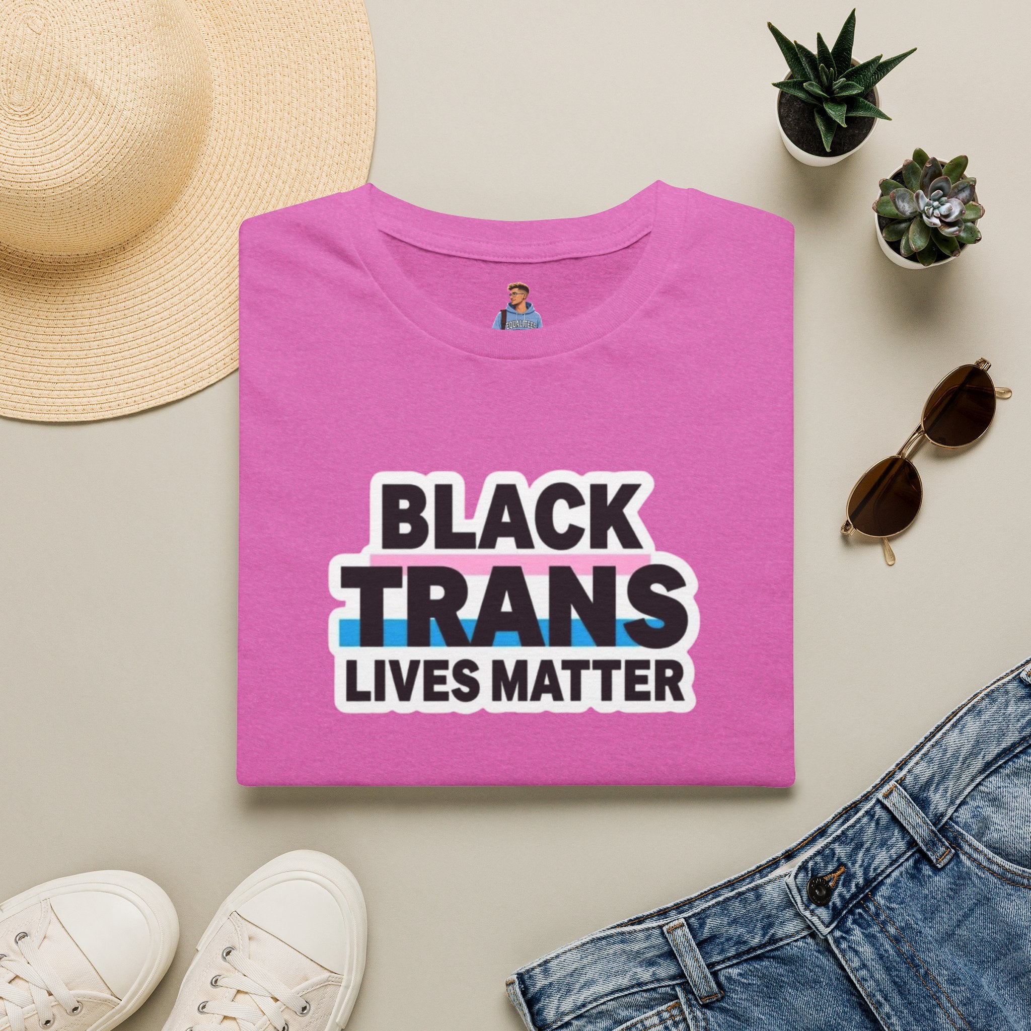 Unisex Softstyle T-Shirt - Black Trans Lives Matter Statement Tee